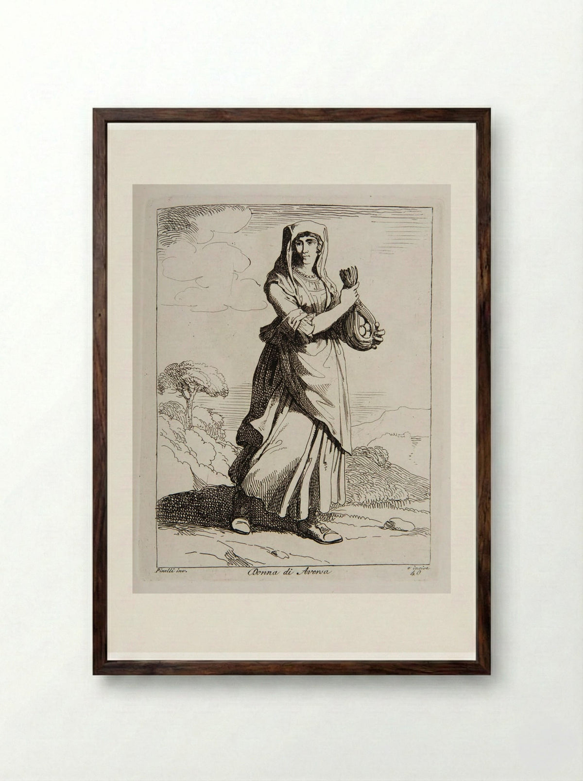 Donna di Aversa - Bartolomeo Pinelli - Framed Print Dark Wood