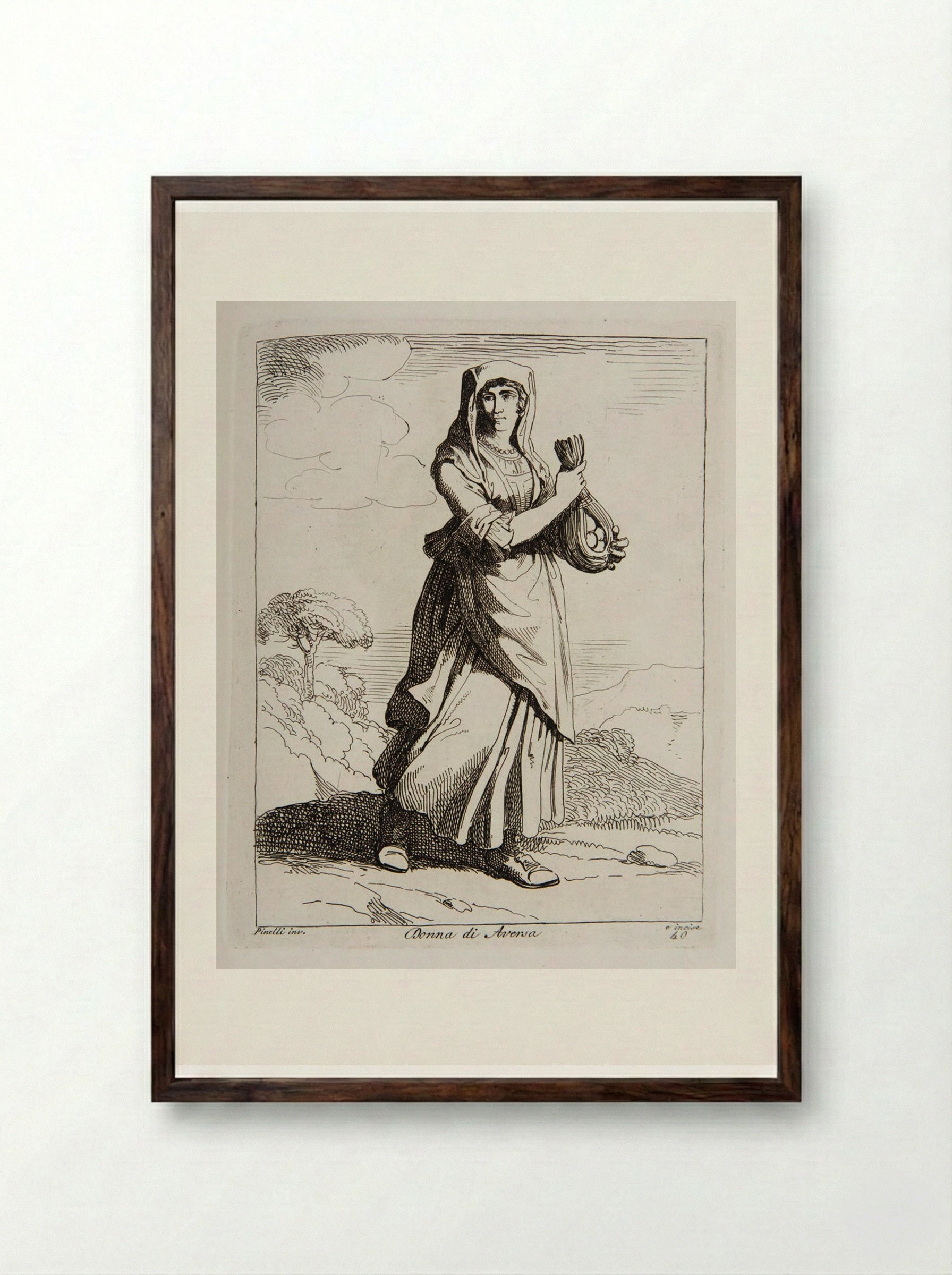 Donna di Aversa - Bartolomeo Pinelli - Framed Print Dark Wood