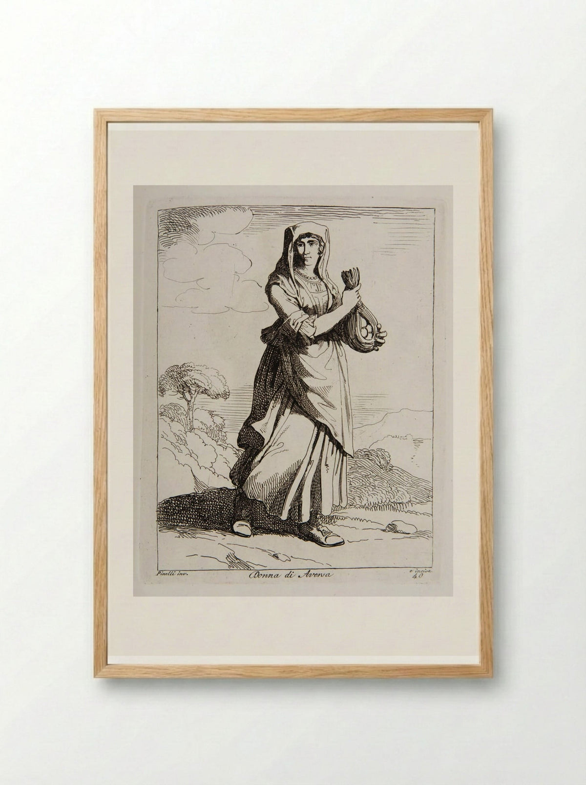 Donna di Aversa - Bartolomeo Pinelli - Framed Print Wood