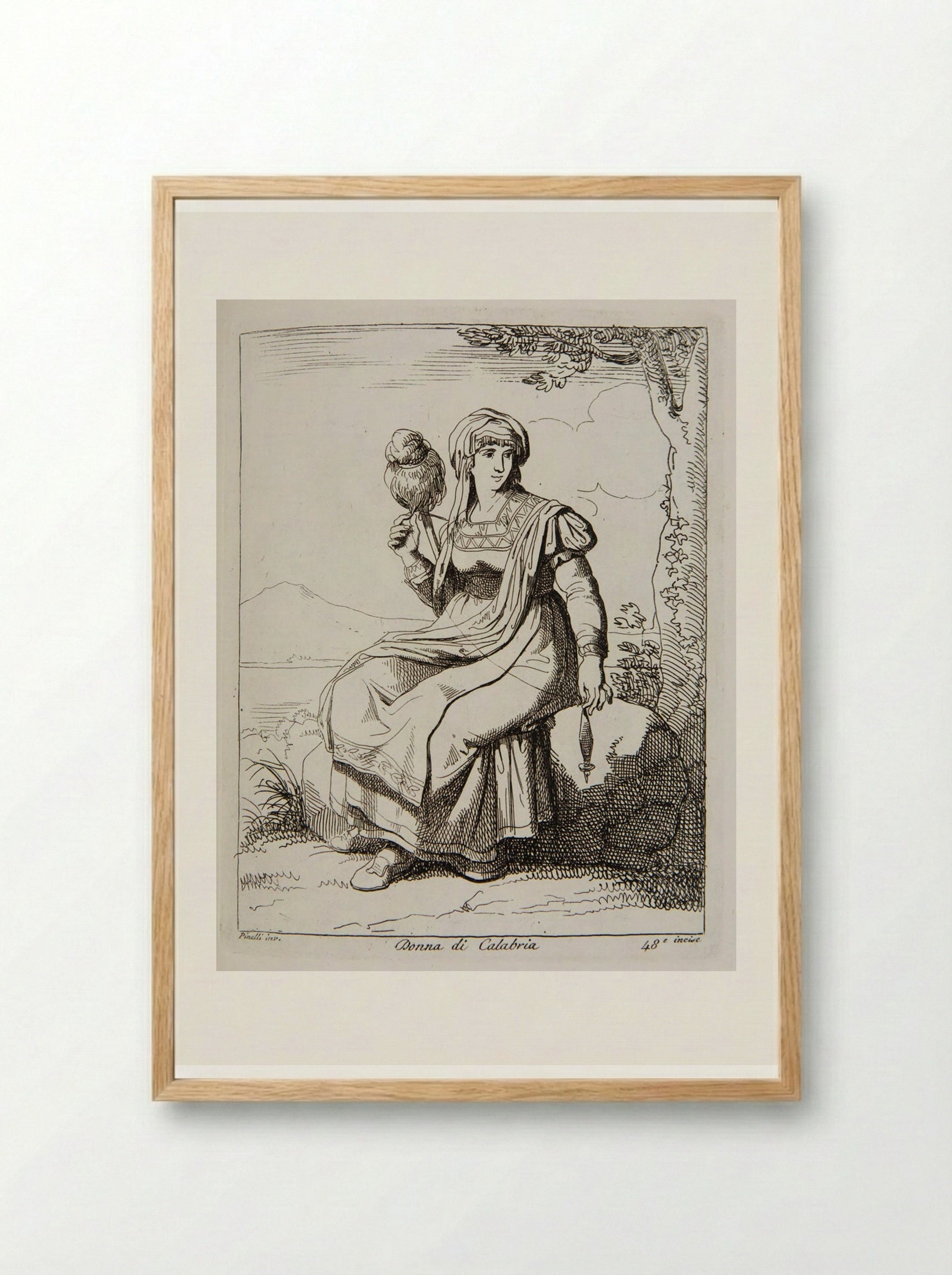 Donna di Calabria - Bartolomeo Pinelli - Framed Print Wood