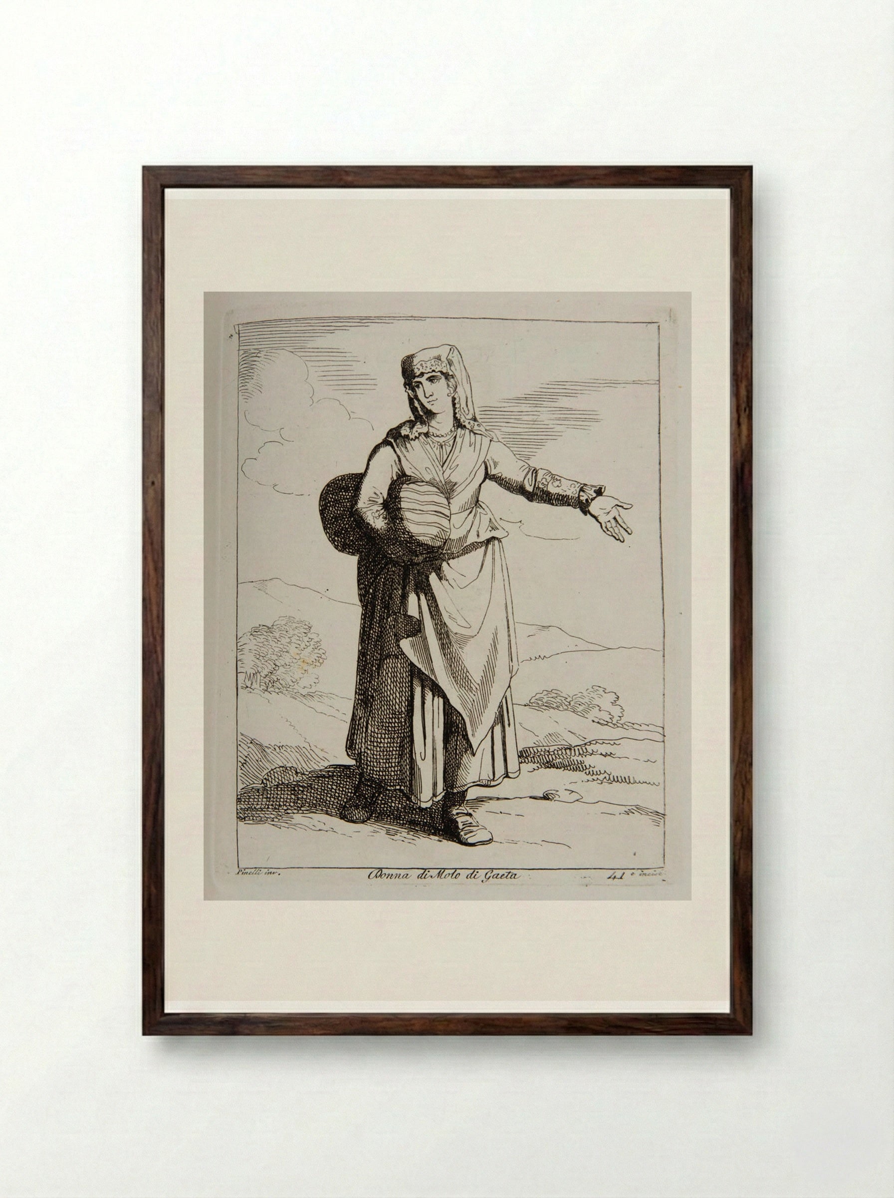 Donna di Molo di Gaeta - Bartolomeo Pinelli - Framed Print Dark Wood
