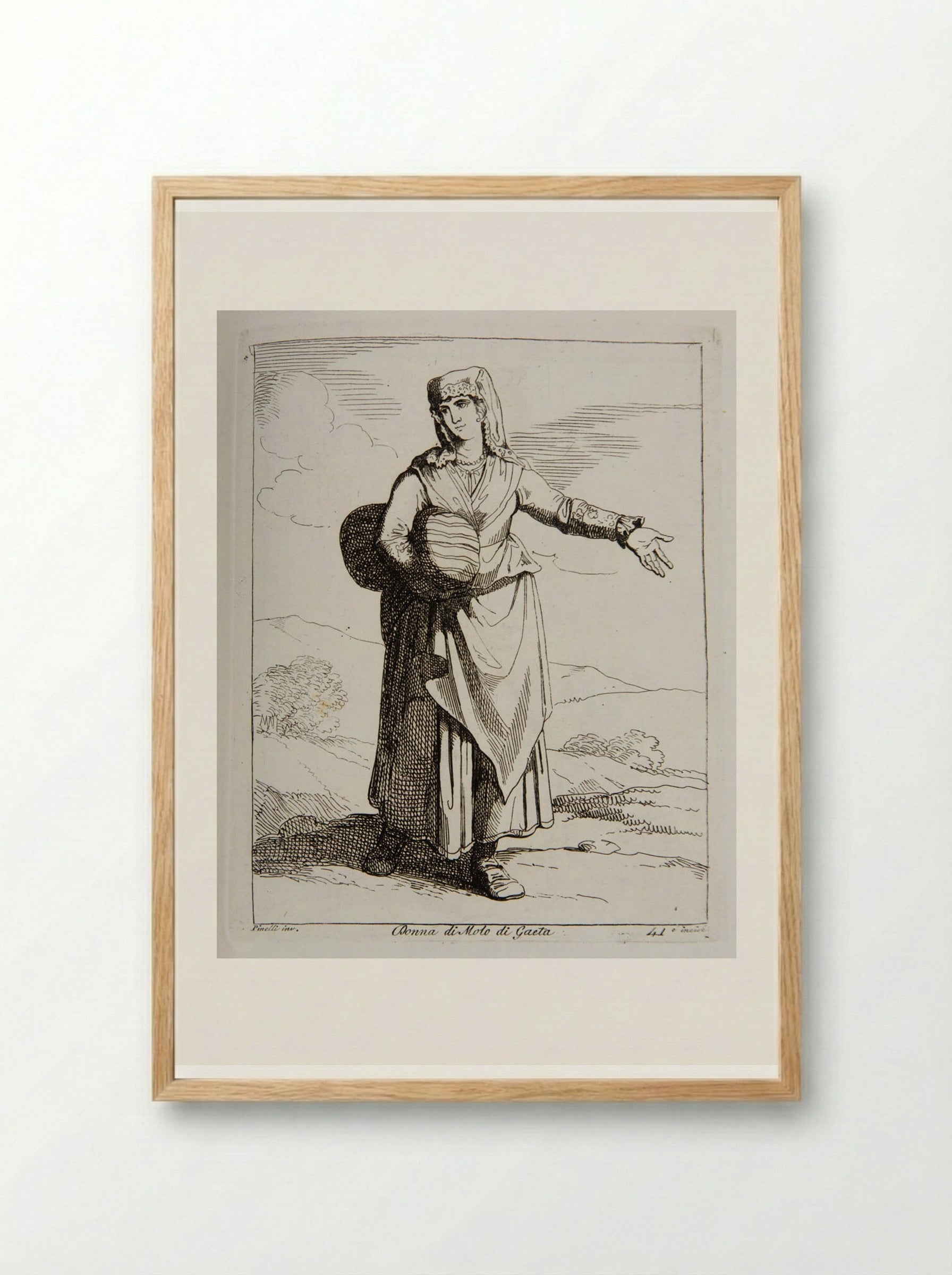 Donna di Molo di Gaeta - Bartolomeo Pinelli - Framed Print Wood