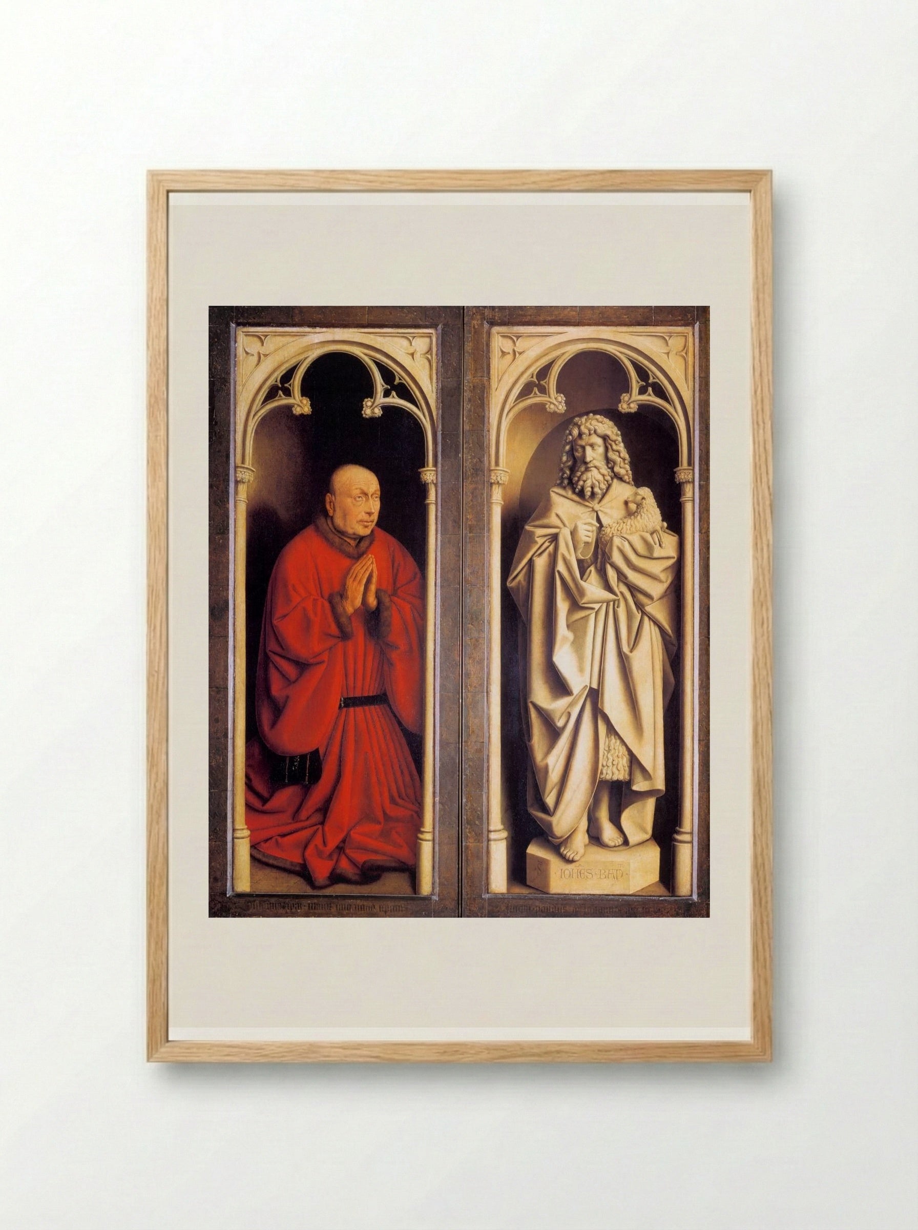 Donor and St. John the Baptist - Jan van Eyck - Framed Print Wood
