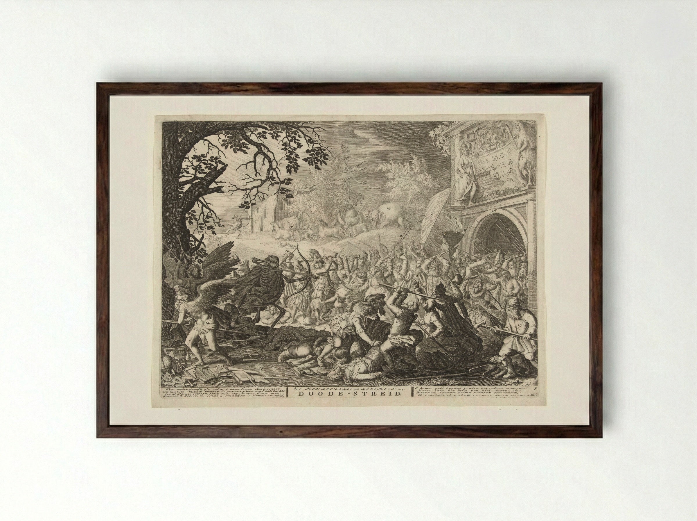 Dood vecht tegen de mensheid - Boëtius Adamsz. Bolswert - Framed Print Dark Wood