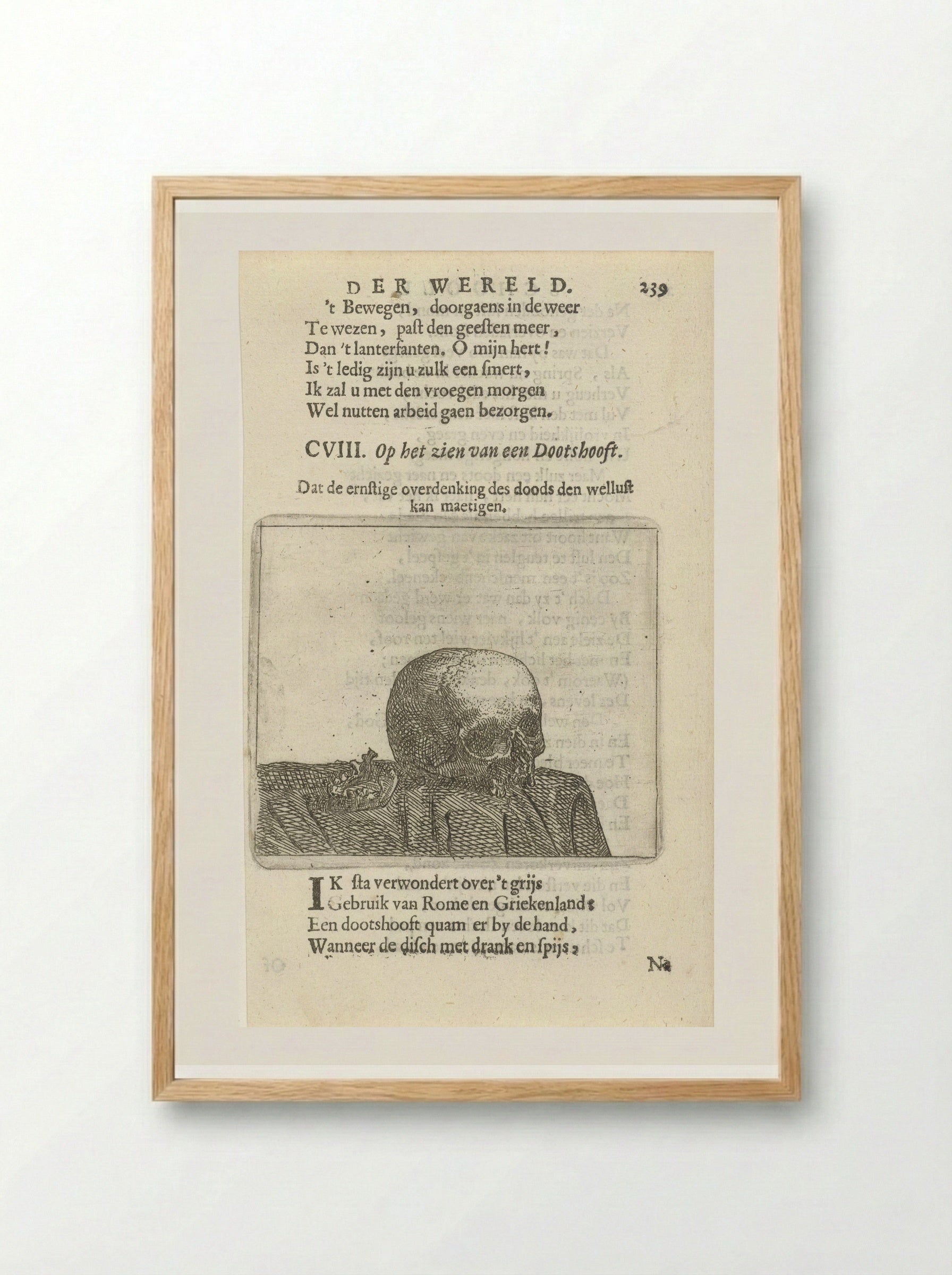 Doodshoofd op een tafel - Arnold Houbraken - Framed Print Wood