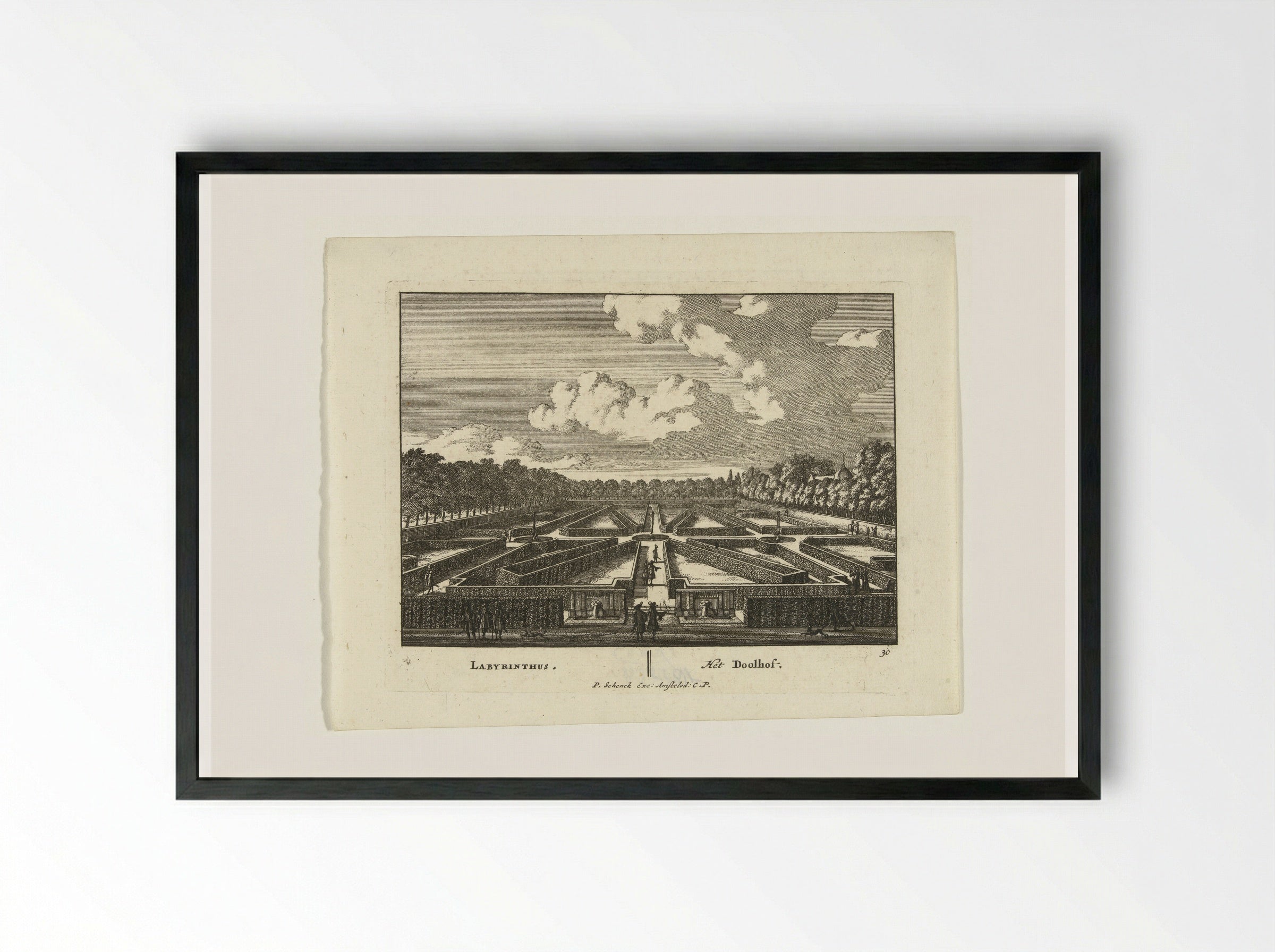 Doolhof in de tuinen van Paleis het Loo - Jan van Call (I) - Framed Print Black