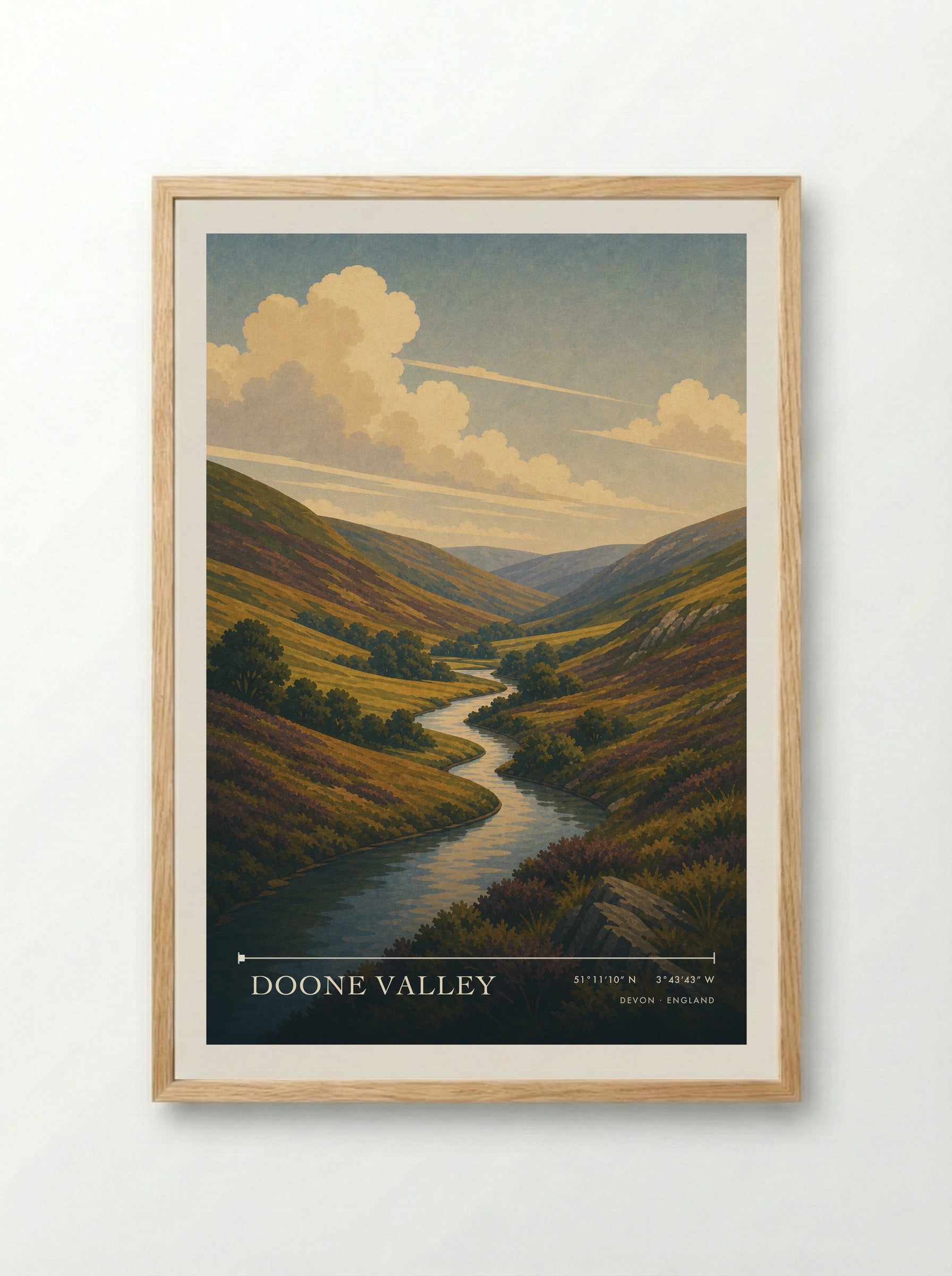 Doone Valley Devon England Travel Poster - Framed Print Wood