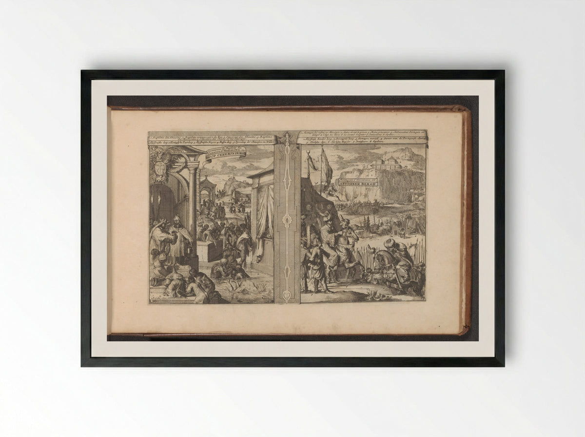 Doopceremonies; Berg van Abessinië - Romeyn de Hooghe - Framed Print Black