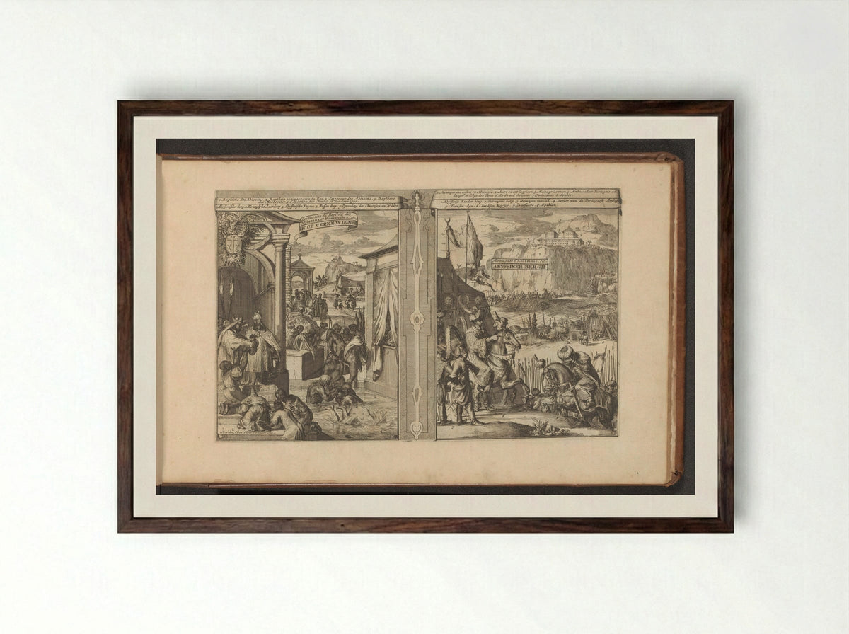 Doopceremonies; Berg van Abessinië - Romeyn de Hooghe - Framed Print Dark Wood
