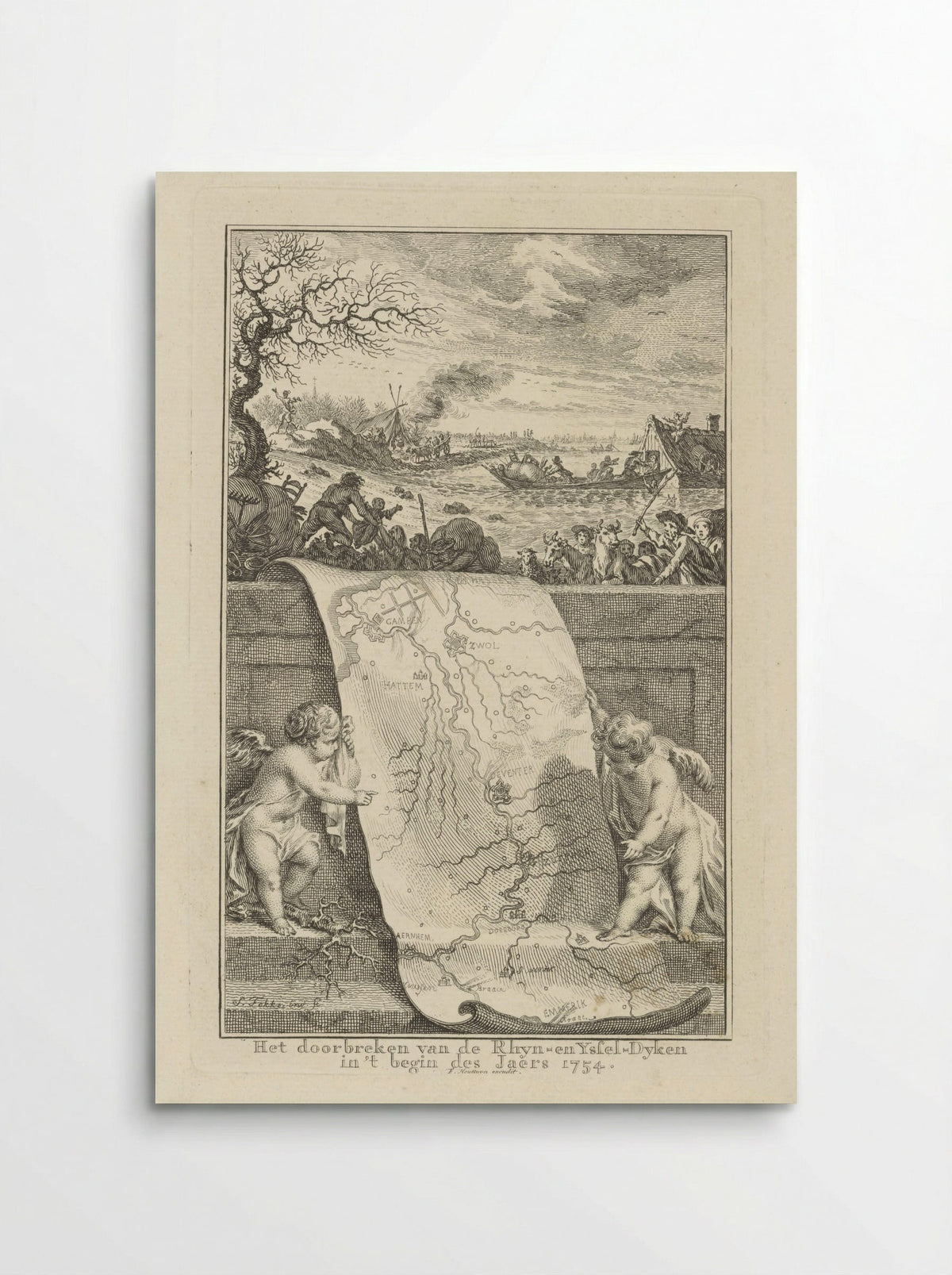 Doorbraak van de Rijn- en IJsseldijken - Frans Houttuyn - Poster