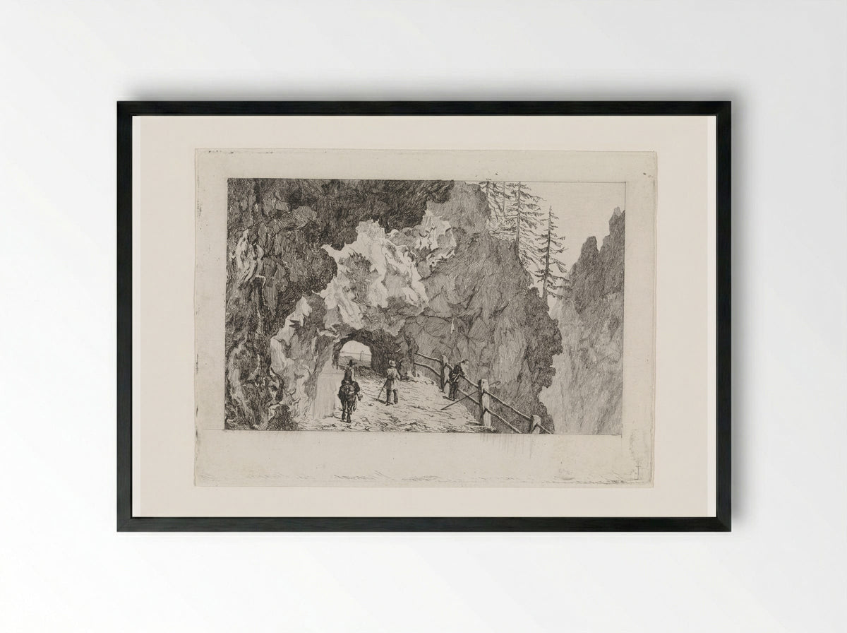 Doorgang in de rotsen - David van der Kellen - Framed Print Black