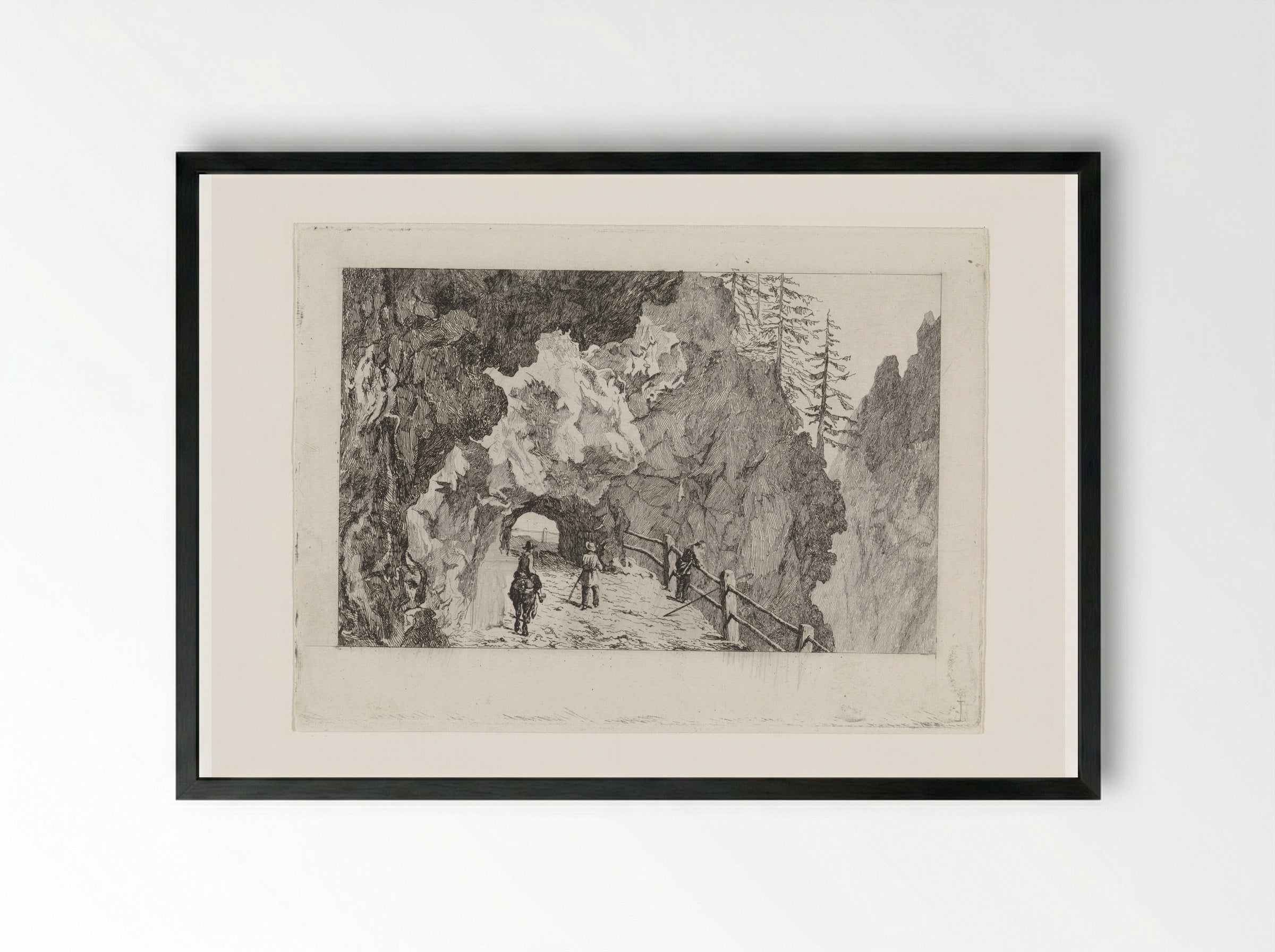 Doorgang in de rotsen - David van der Kellen - Framed Print Black