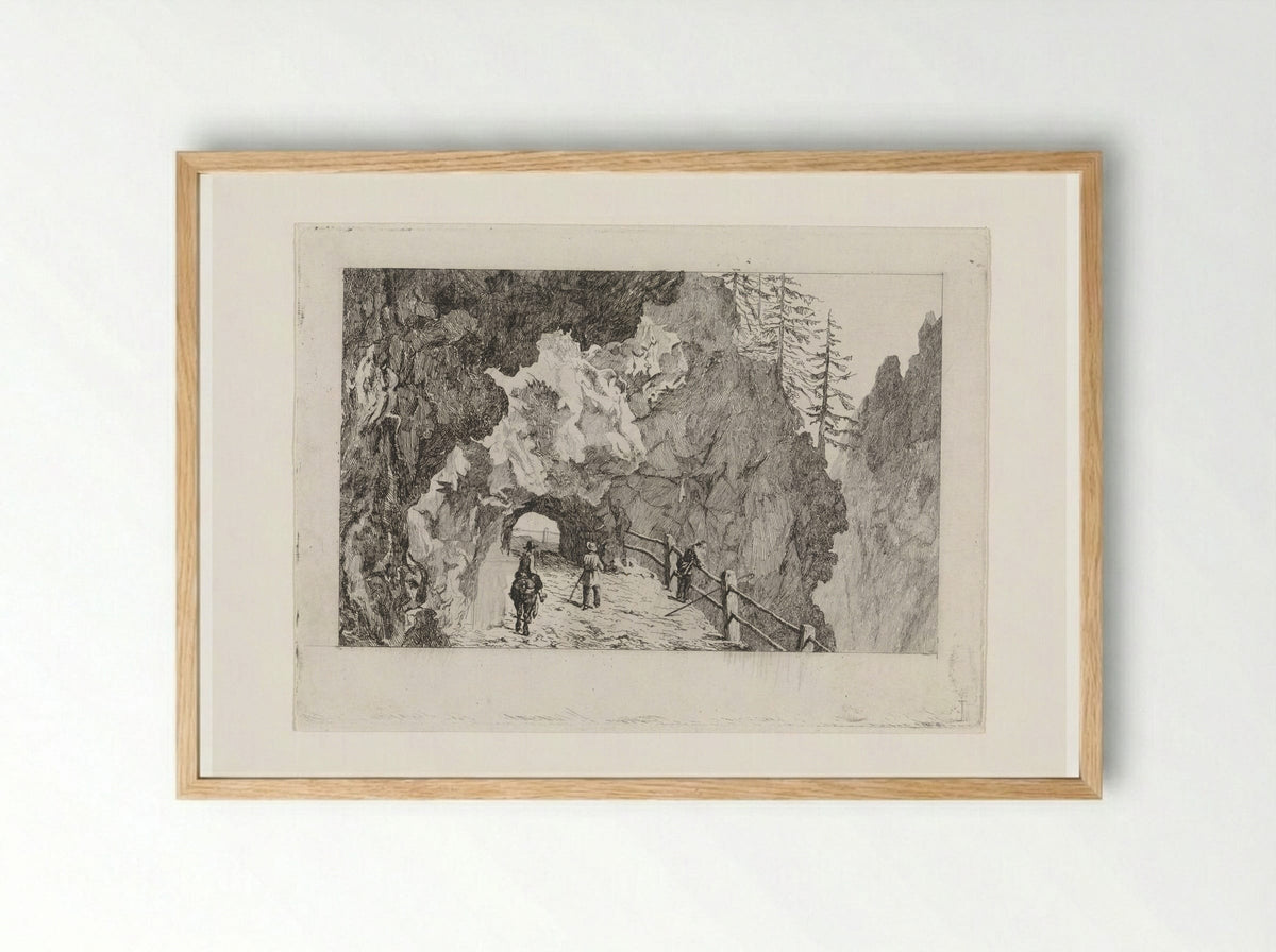Doorgang in de rotsen - David van der Kellen - Framed Print Wood