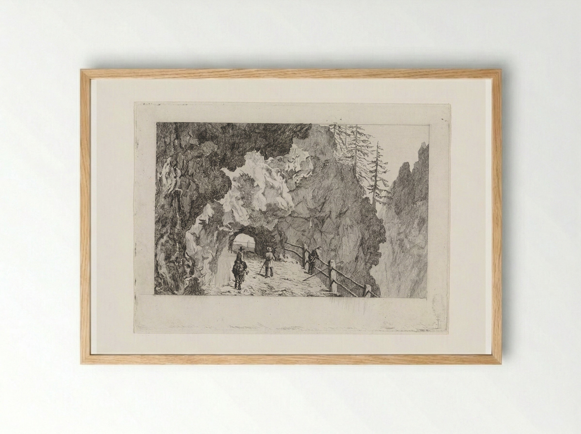 Doorgang in de rotsen - David van der Kellen - Framed Print Wood