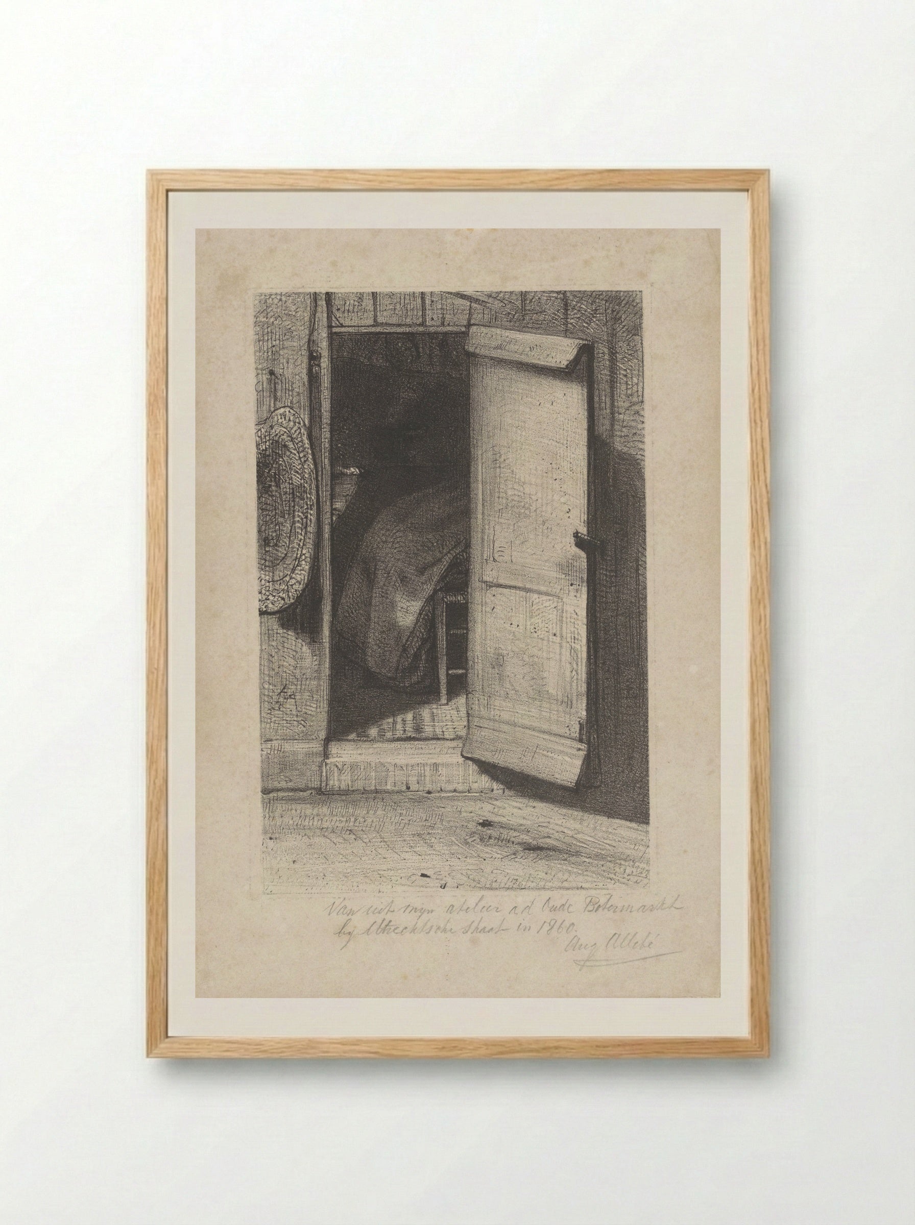 Doorkijk door een geopende deur - August Allebé - Framed Print Wood