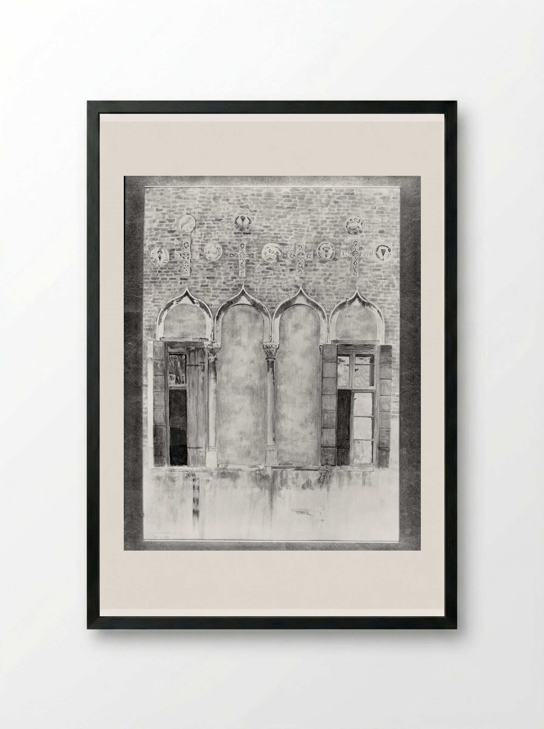 Doorway, Byzantine Palace, Piazza Mater Domini, Venice - Joseph Lindon Smith - Framed Print Black