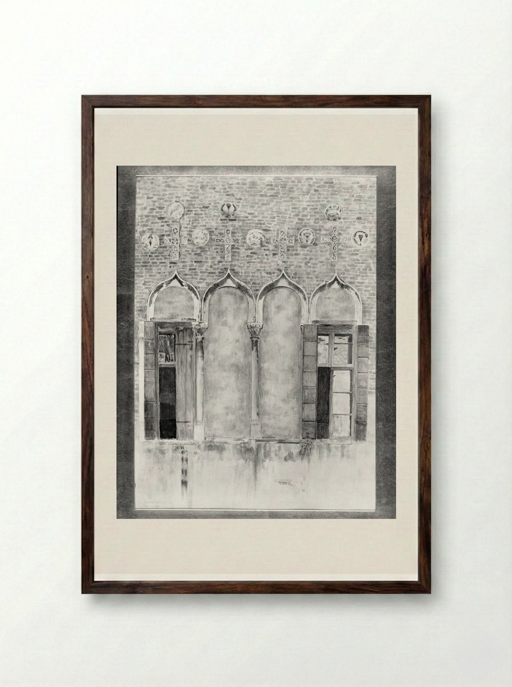 Doorway, Byzantine Palace, Piazza Mater Domini, Venice - Joseph Lindon Smith - Framed Print Dark Wood