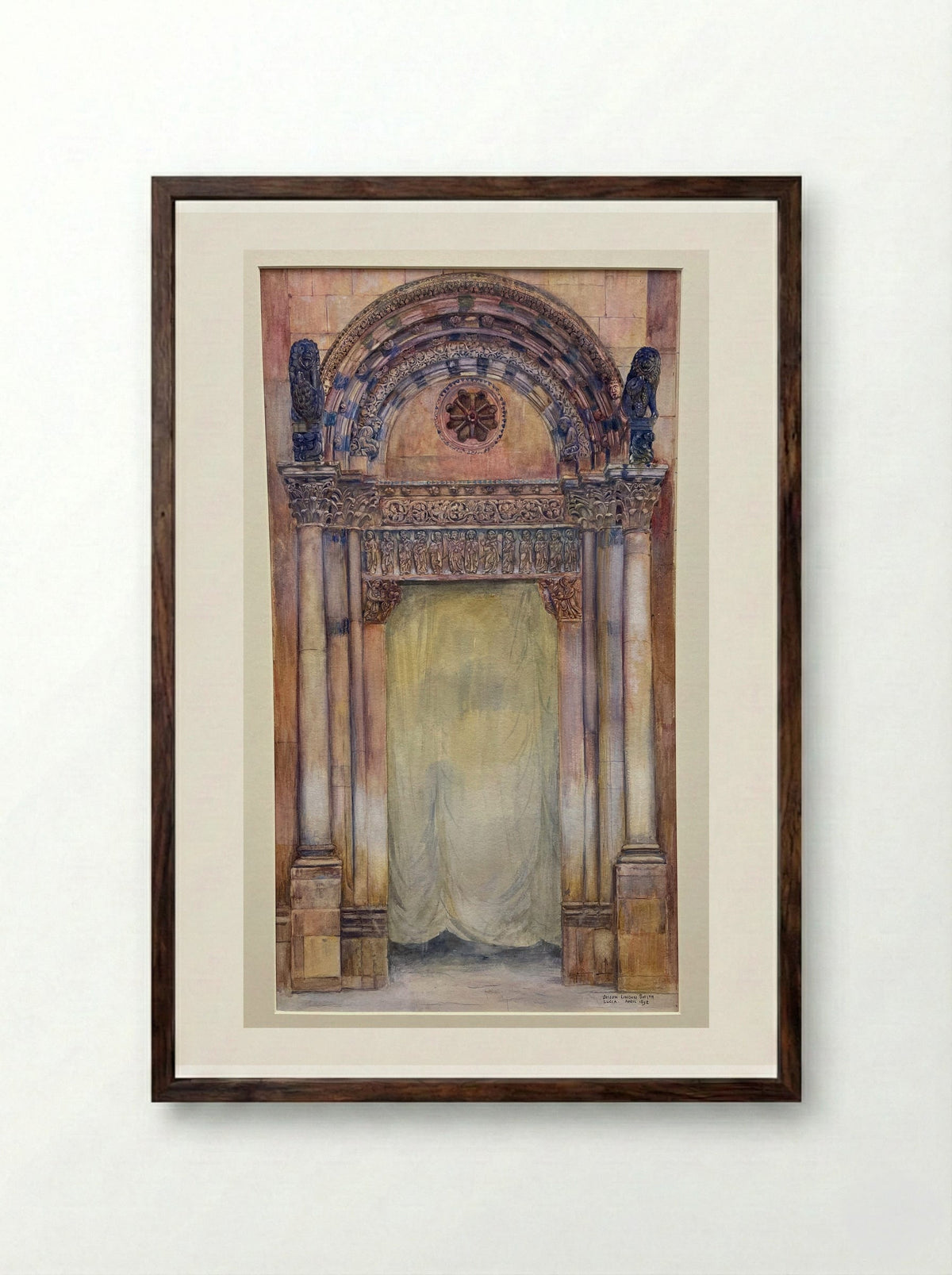 Doorway, Lucca, Italy - Joseph Lindon Smith - Framed Print Dark Wood