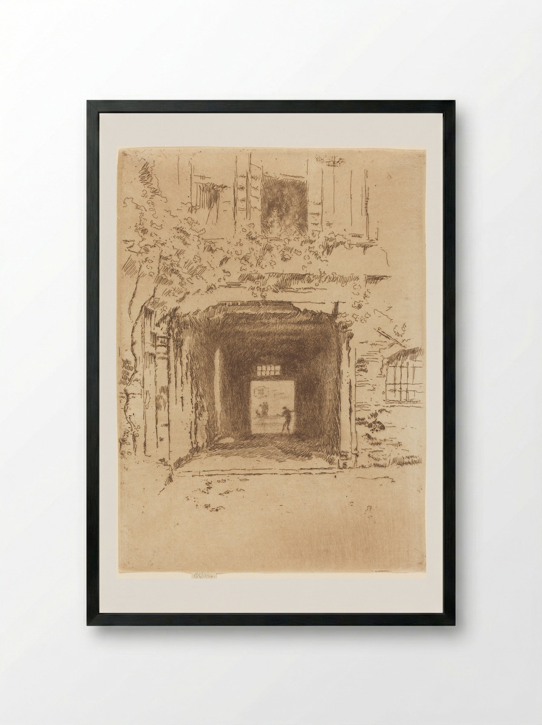 Doorway and Vine - James Abbott McNeill Whistler - Framed Print Black