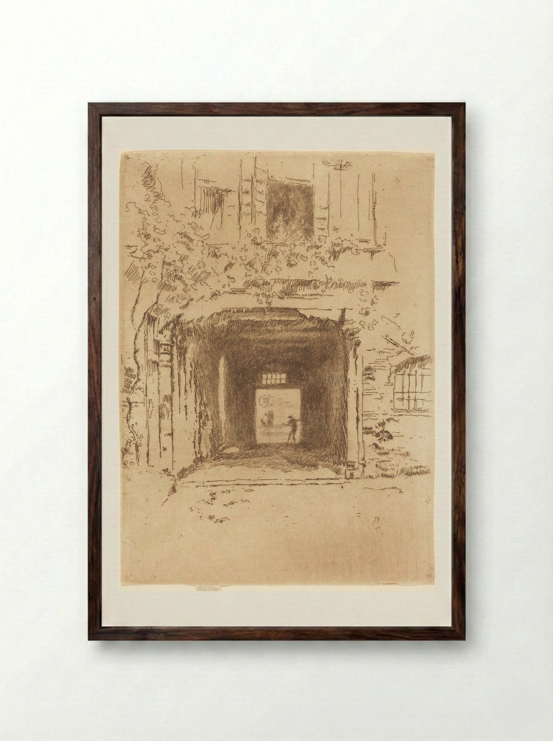 Doorway and Vine - James Abbott McNeill Whistler - Framed Print Dark Wood