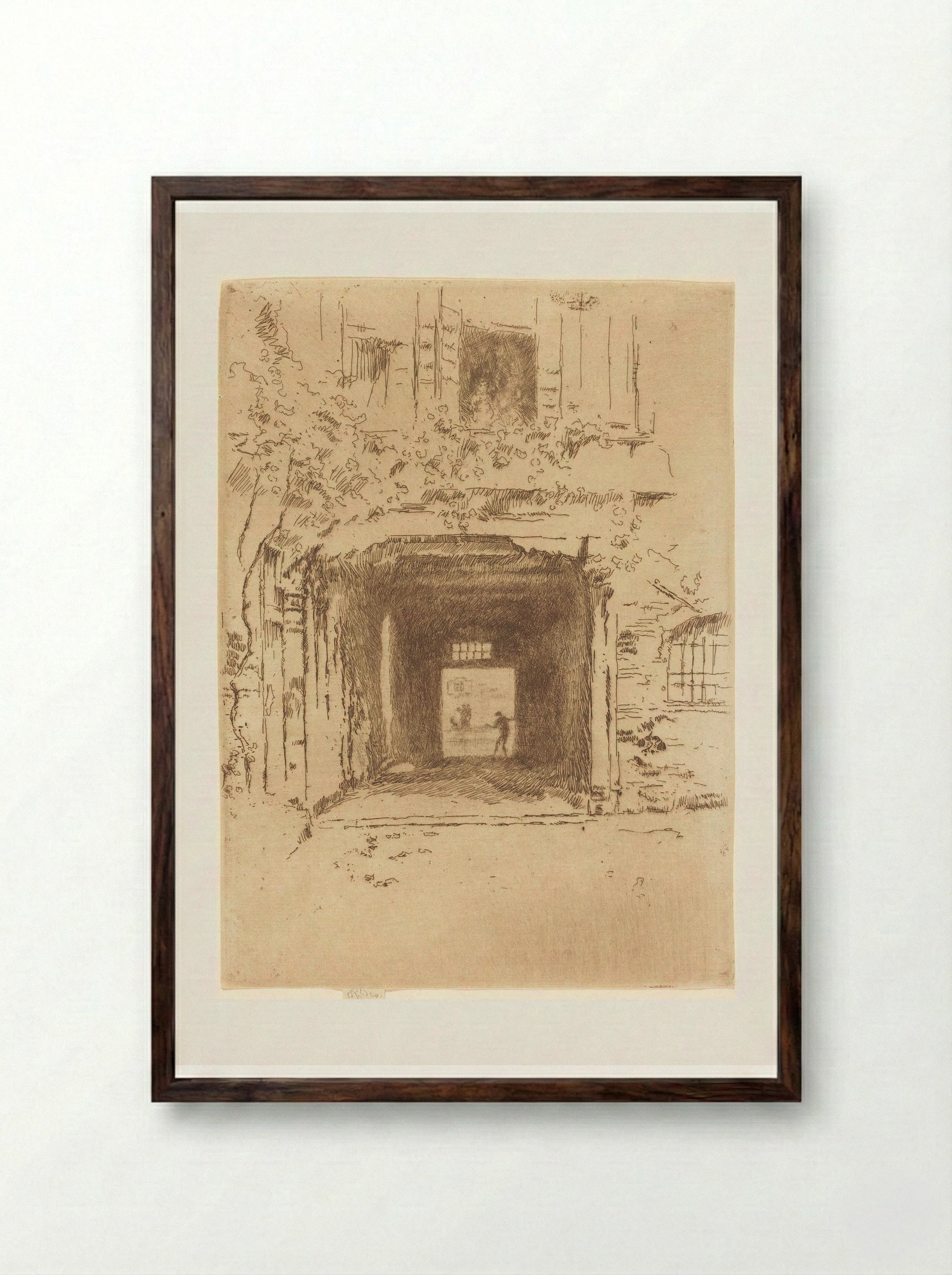 Doorway and Vine - James Abbott McNeill Whistler - Framed Print Dark Wood