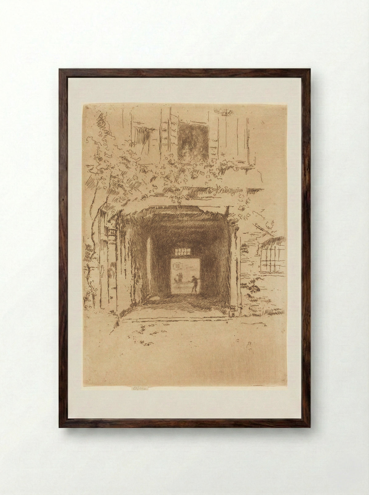 Doorway and Vine - James Abbott McNeill Whistler - Framed Print Dark Wood