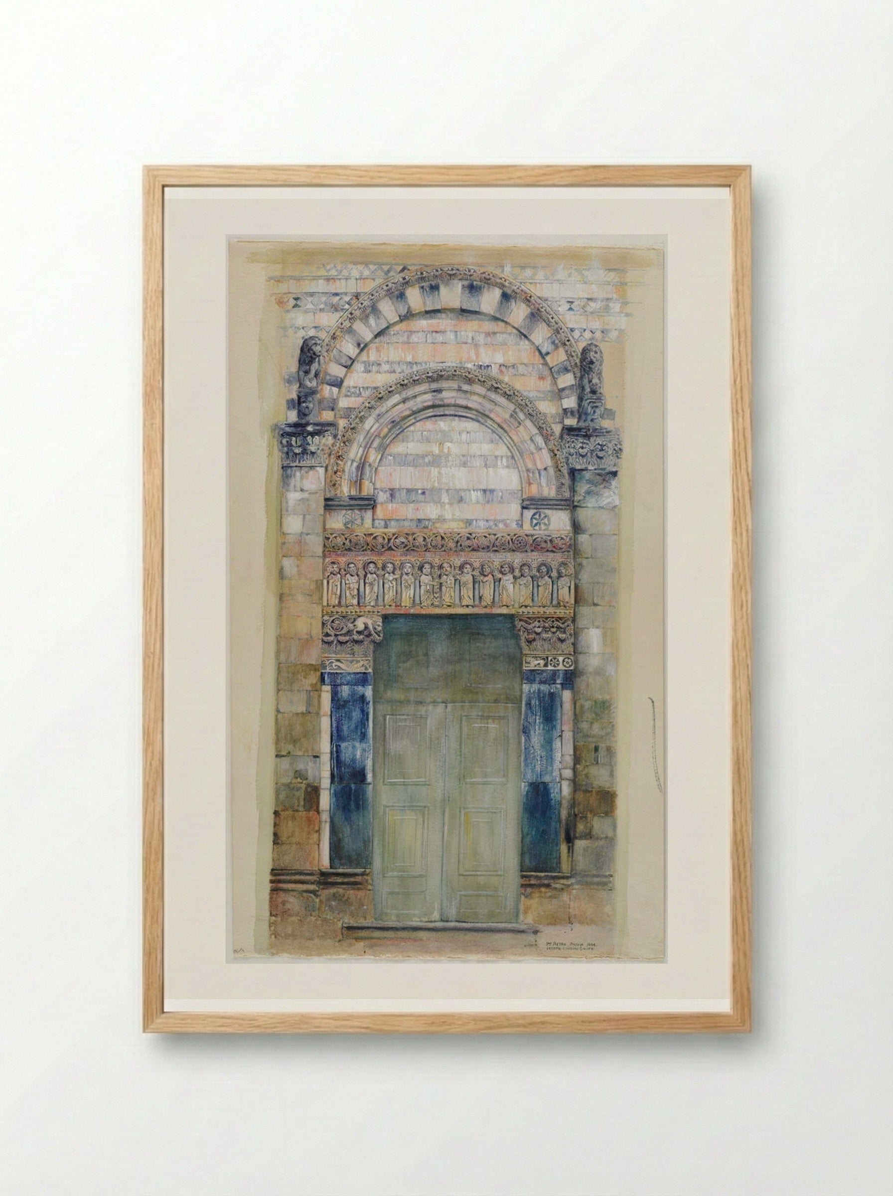 Doorway of San Pietro, Pistoia, Italy - Joseph Lindon Smith - Framed Print Wood