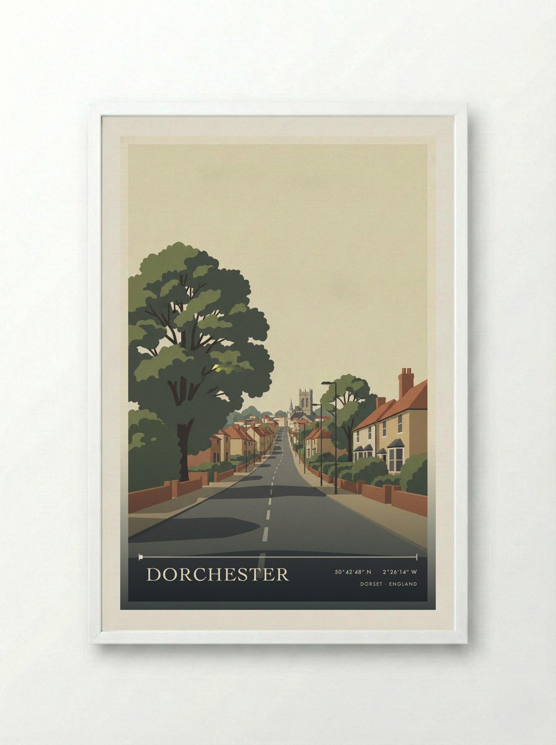 Dorchester Dorset England Travel Poster - Framed Print White