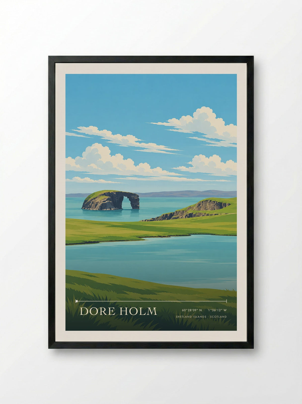 Dore Holm, Shetland Islands | Travel Poster - Framed Print Black