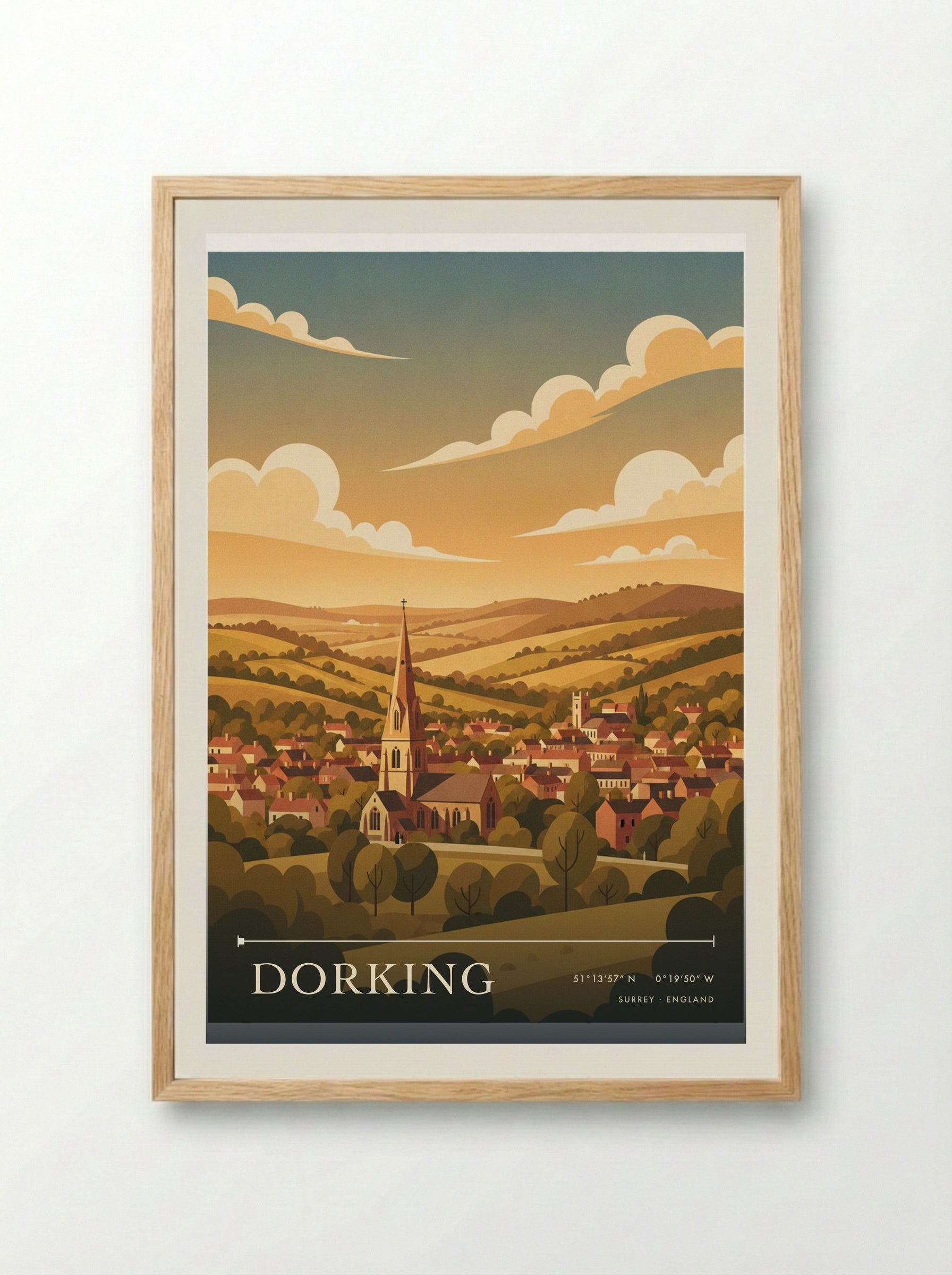 Dorking Surrey England Travel Poster - Framed Print Wood