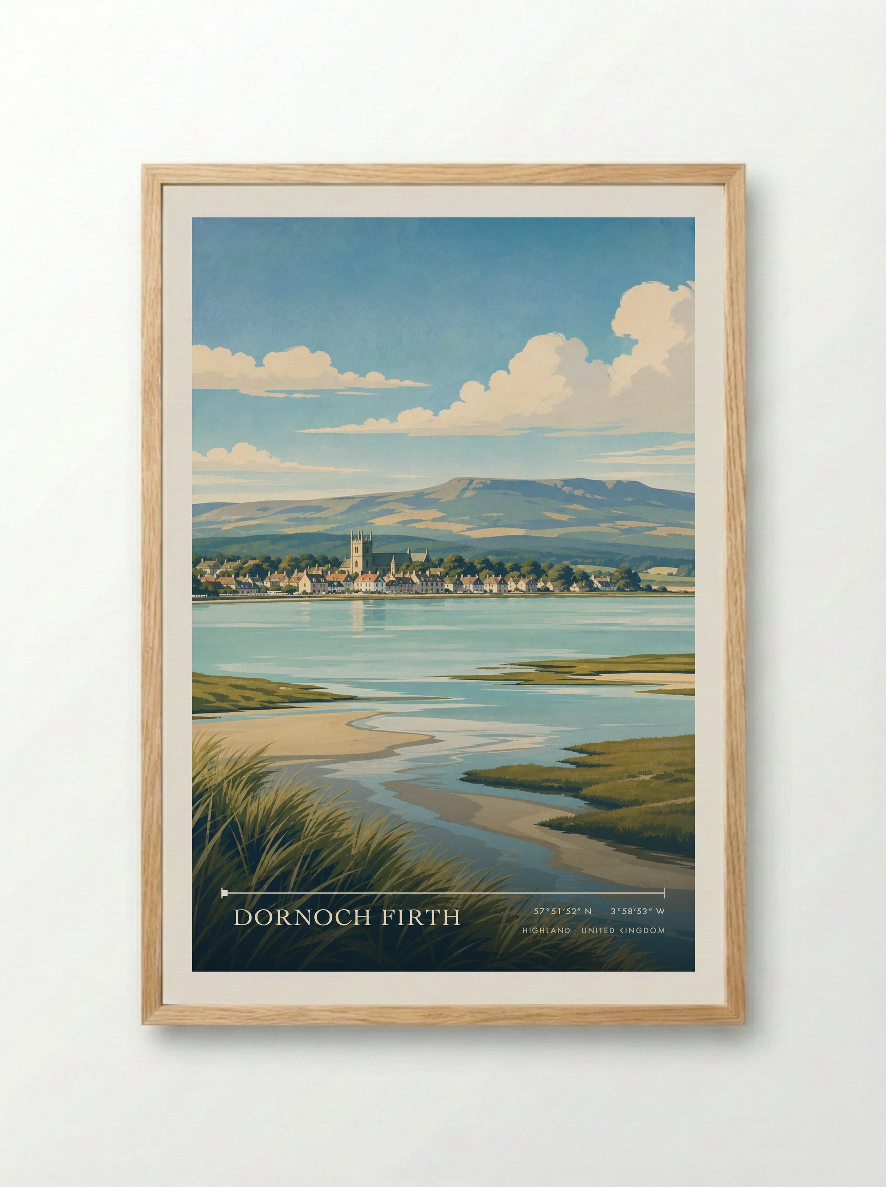 Dornoch Firth Highland United Kingdom Travel Poster - Framed Print Wood