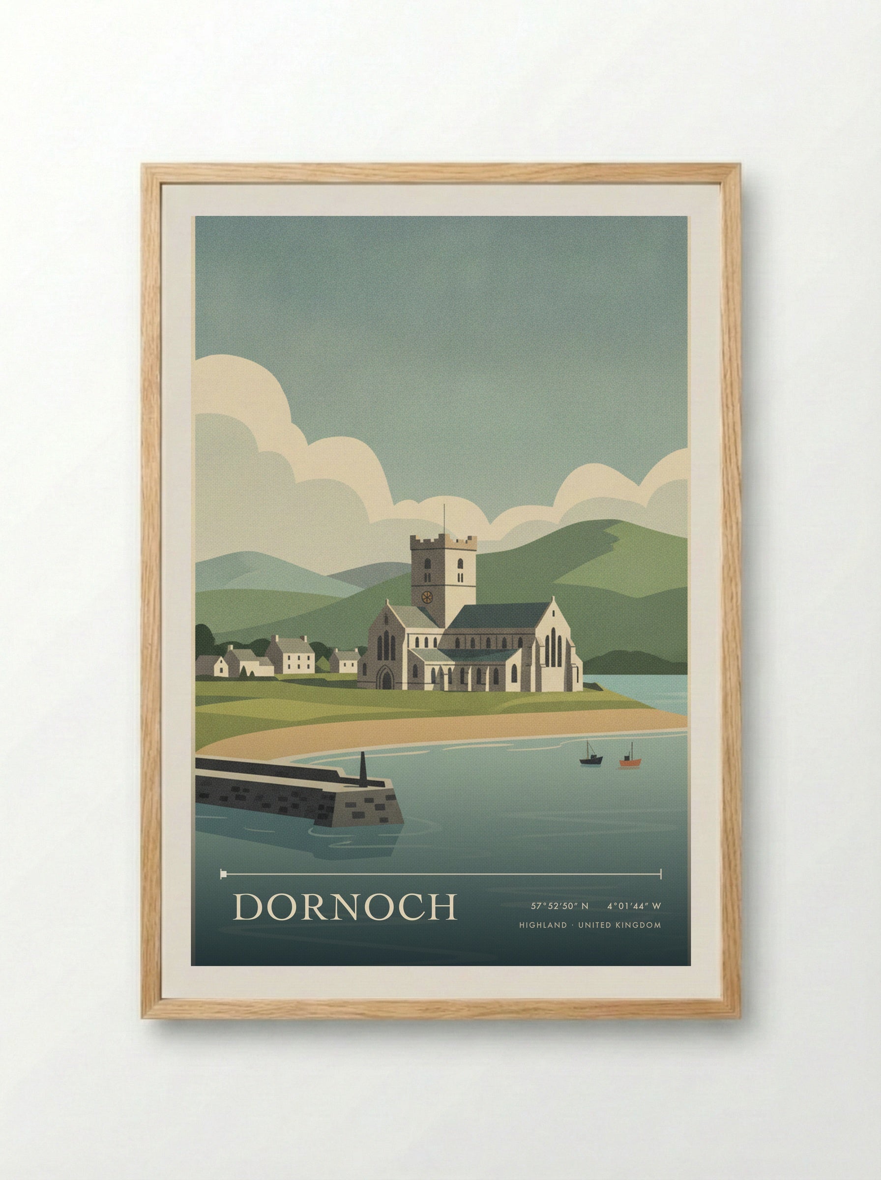 Dornoch Highland United Kingdom Travel Poster - Framed Print Wood
