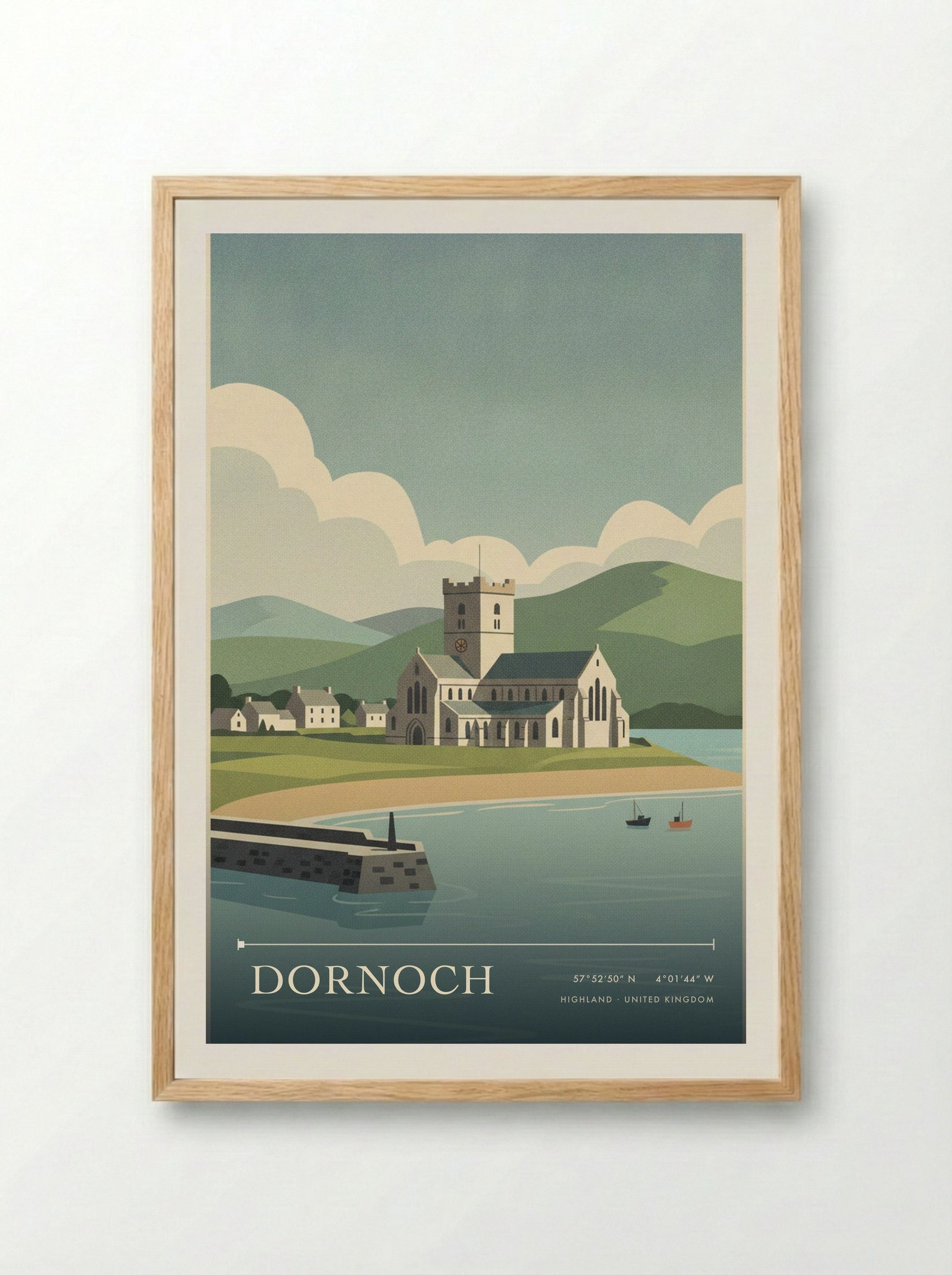 Dornoch Highland United Kingdom Travel Poster - Framed Print Wood