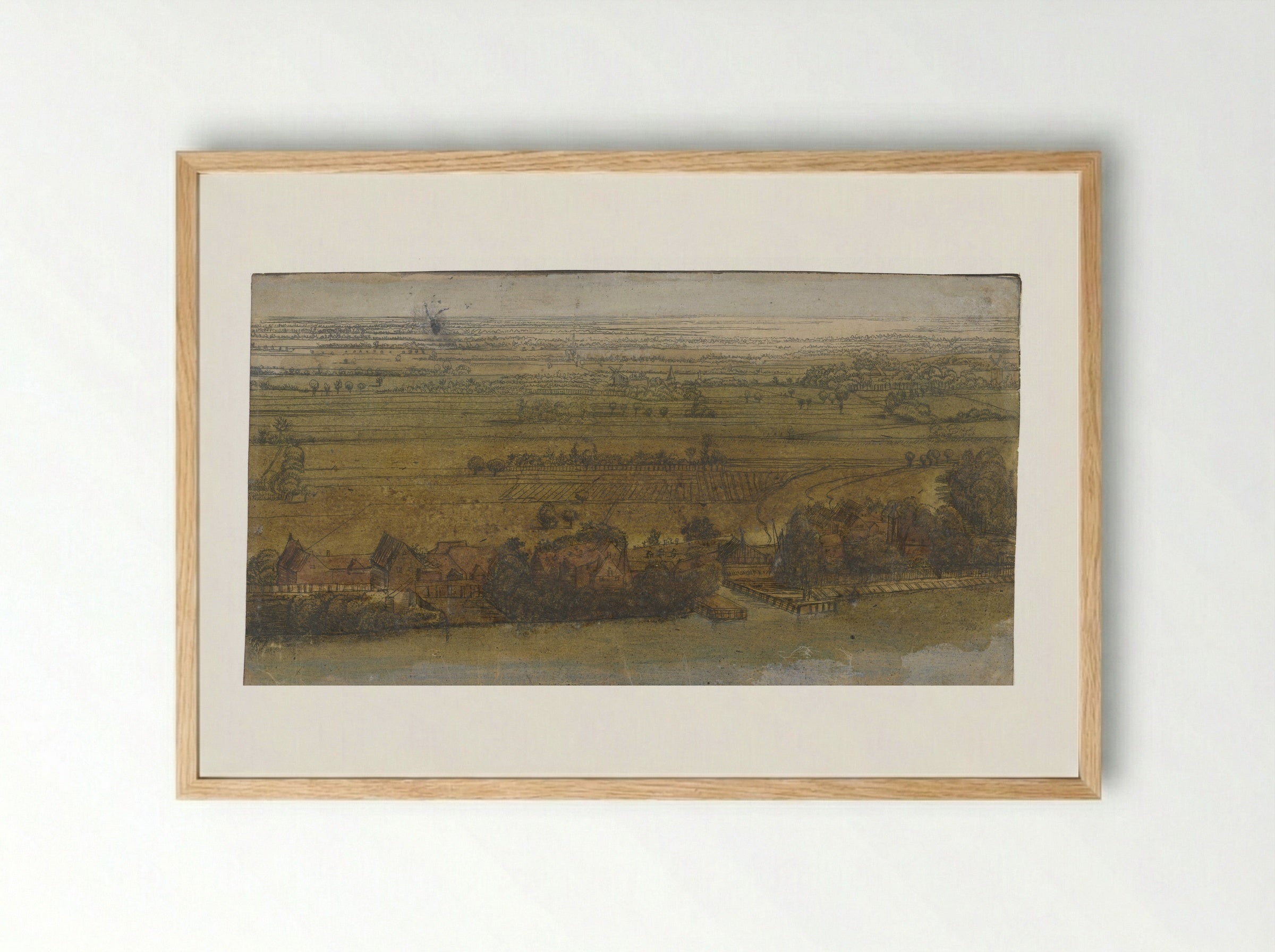 Dorp aan een rivier - Jan Ruyscher - Framed Print Wood