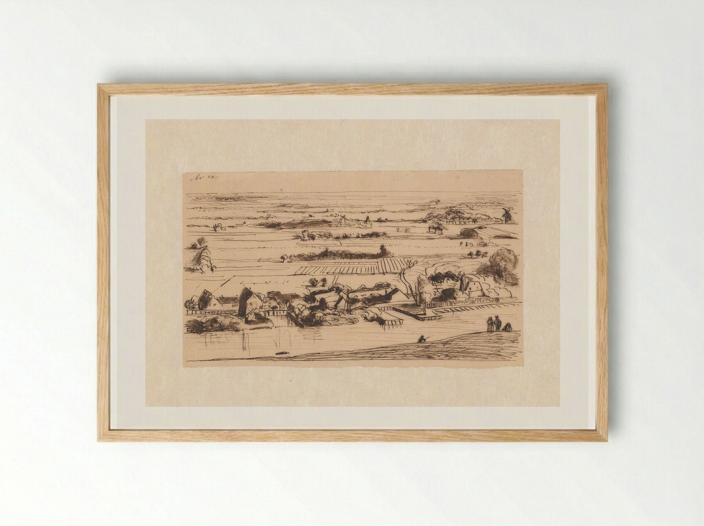 Dorp aan rivier (Village by a River) - Jan Weissenbruch - Framed Print Wood