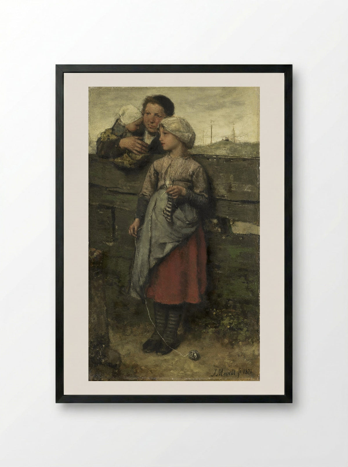 Dorpelingen (Villagers) - Jacob Maris - Framed Print Black