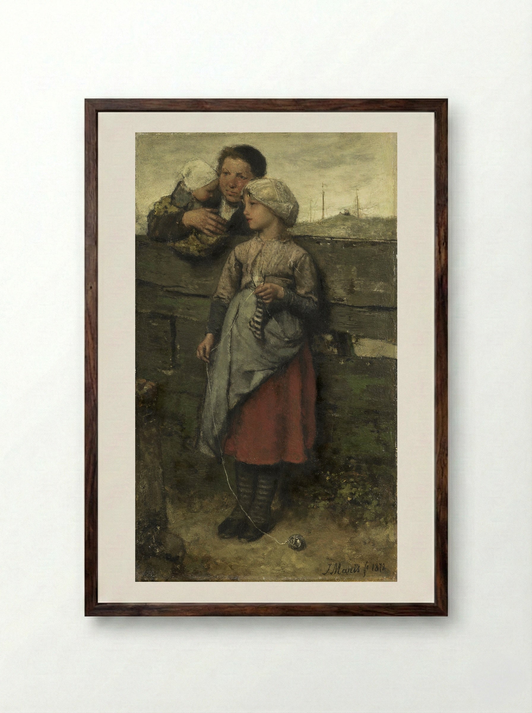 Dorpelingen (Villagers) - Jacob Maris - Framed Print Dark Wood