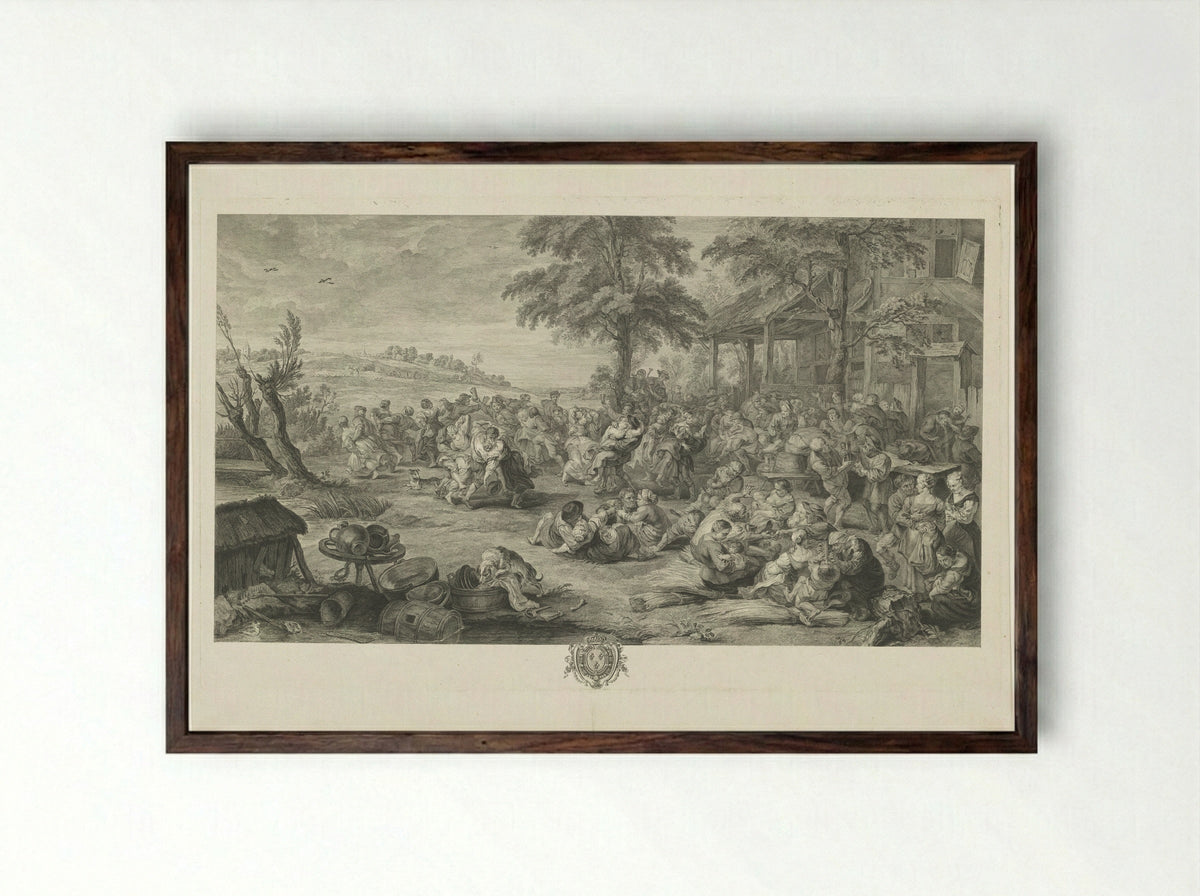 Dorpsfeest - Etienne Fessard - Framed Print Dark Wood