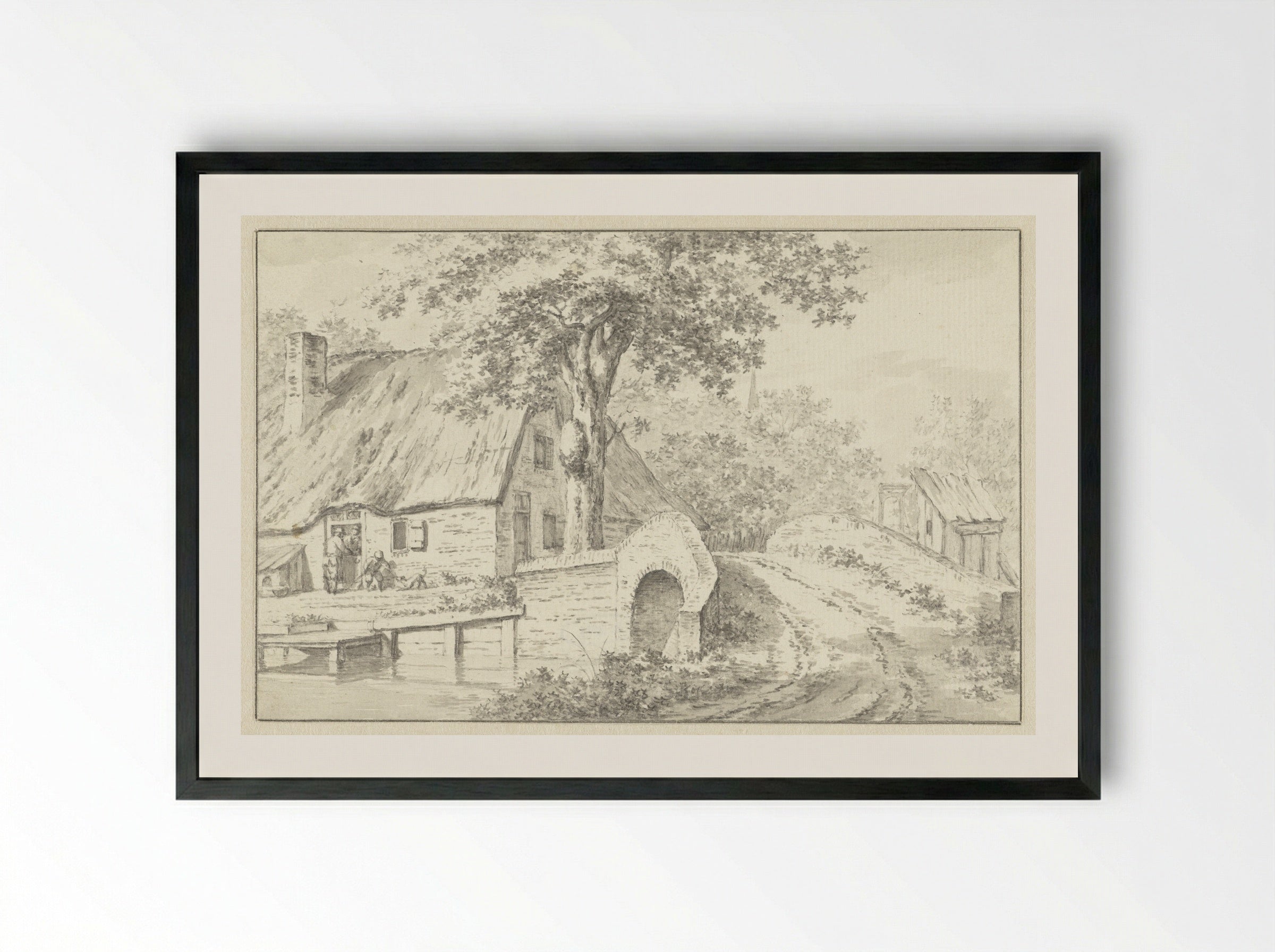Dorpsgezicht (Village View) - Jacob Cats - Framed Print Black