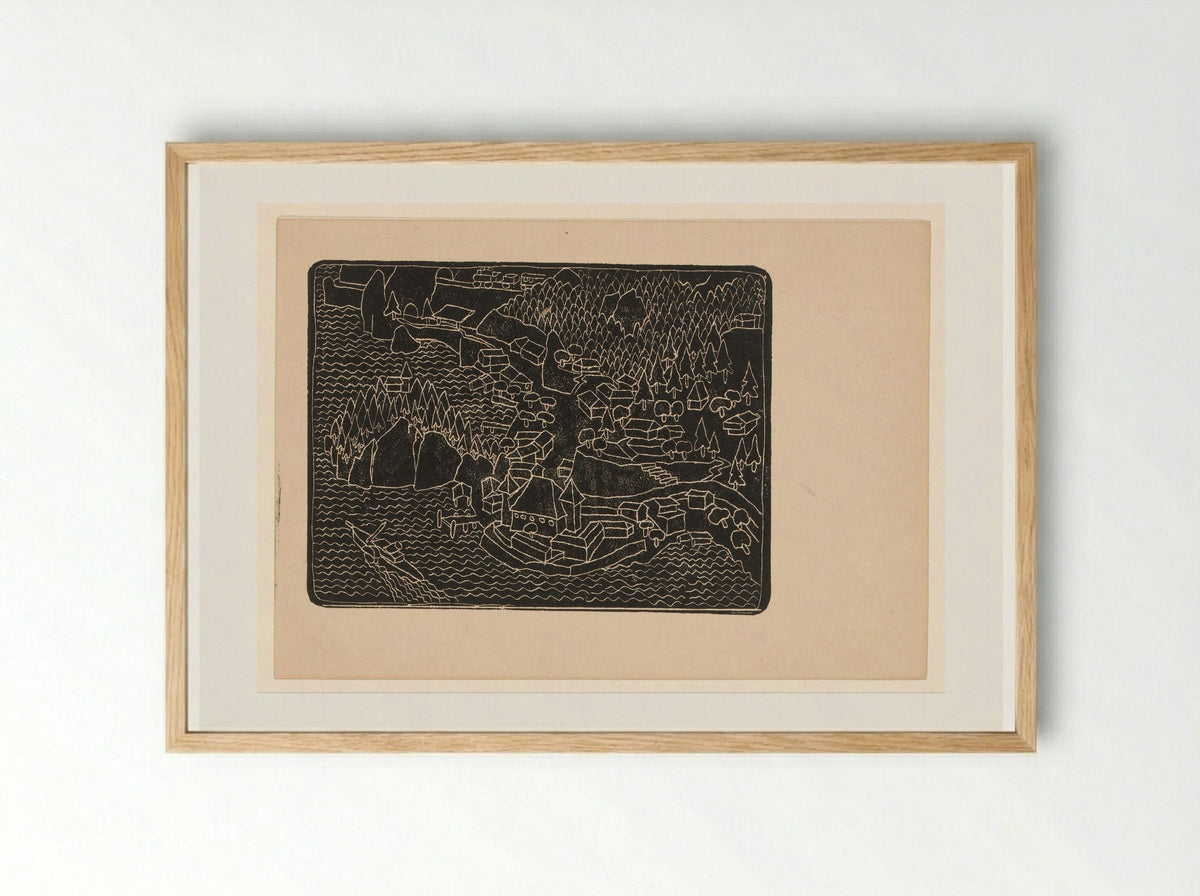 Dorpsgezicht aan de kust - Reijer Stolk - Framed Print Wood