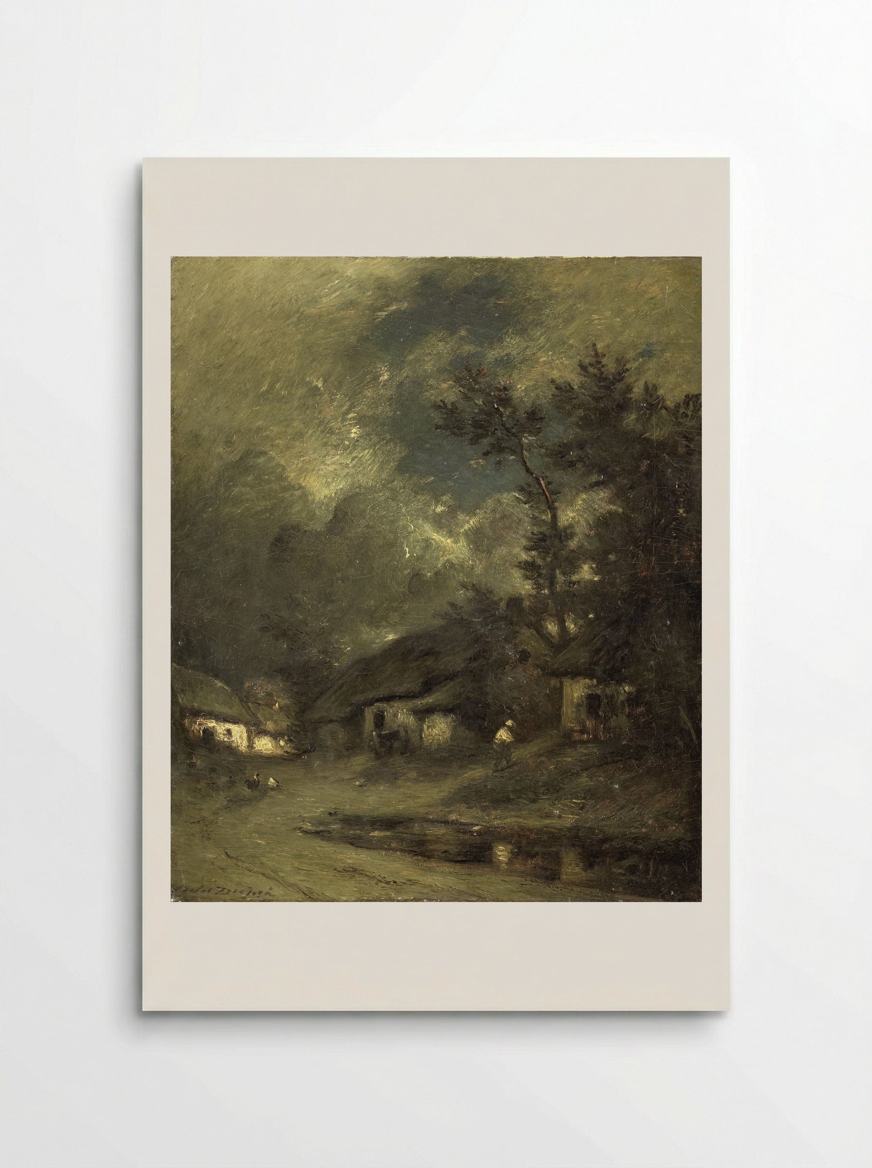 Dorpsgezicht bij nacht - Jules Dupré - Poster