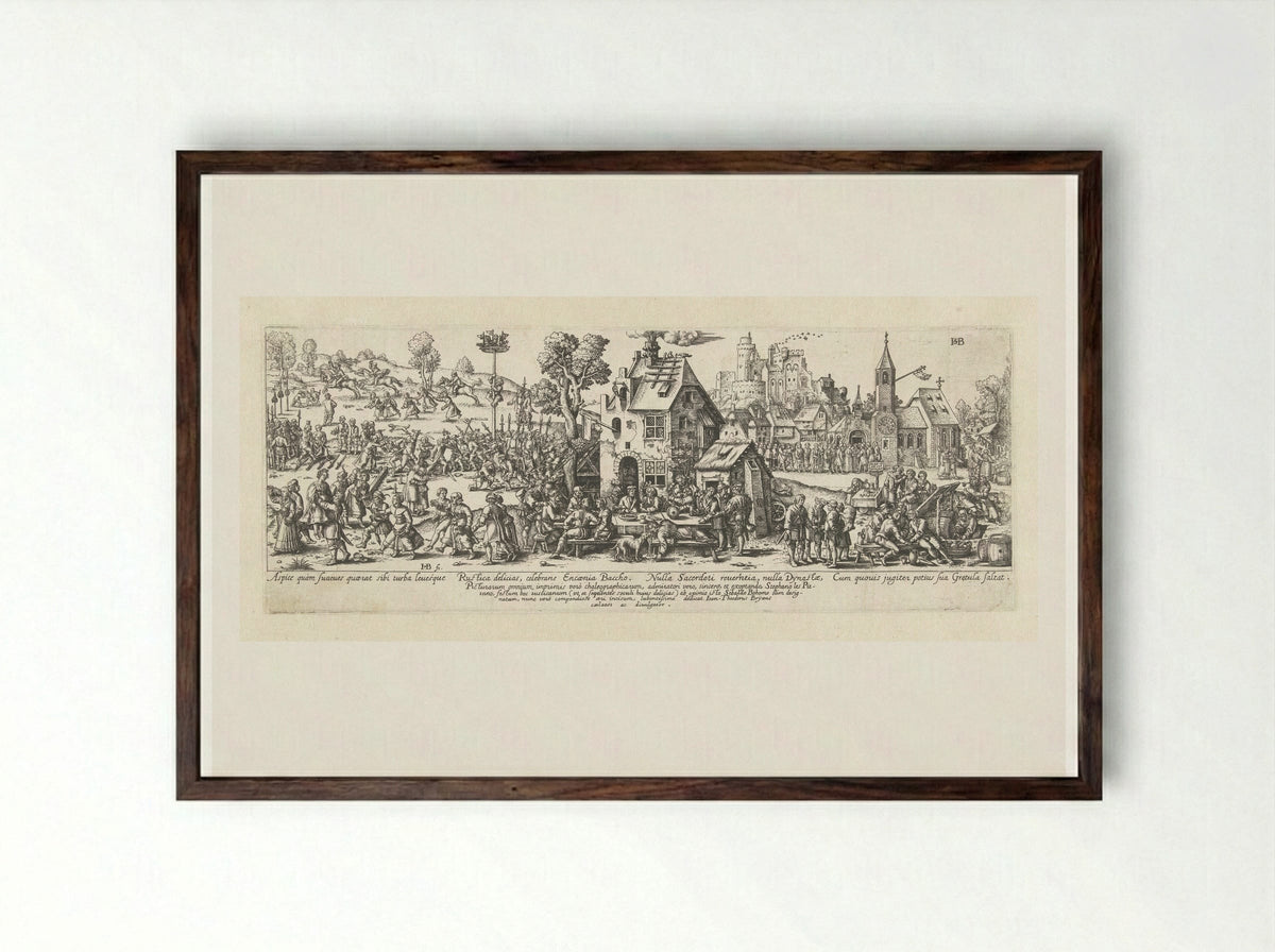 Dorpskermis - Johann Theodor de Bry - Framed Print Dark Wood