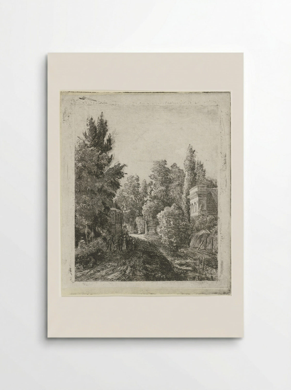 Dorpsstraat met een wandelend gezelschap - Johannes Adrianus van der Drift - Poster