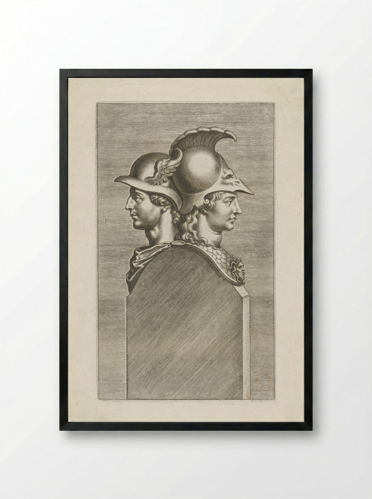 Double Herm of Mars and Minerva - Cornelis Galle (I) - Framed Print Black