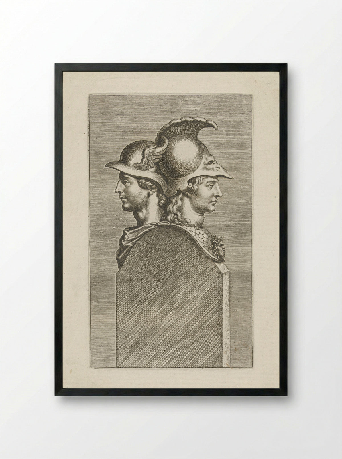 Double Herm of Mars and Minerva - Cornelis Galle (I) - Framed Print Black