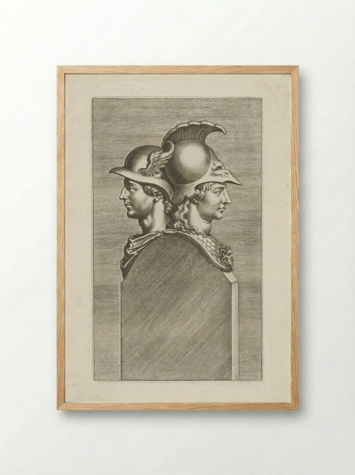 Double Herm of Mars and Minerva - Cornelis Galle (I) - Framed Print Wood