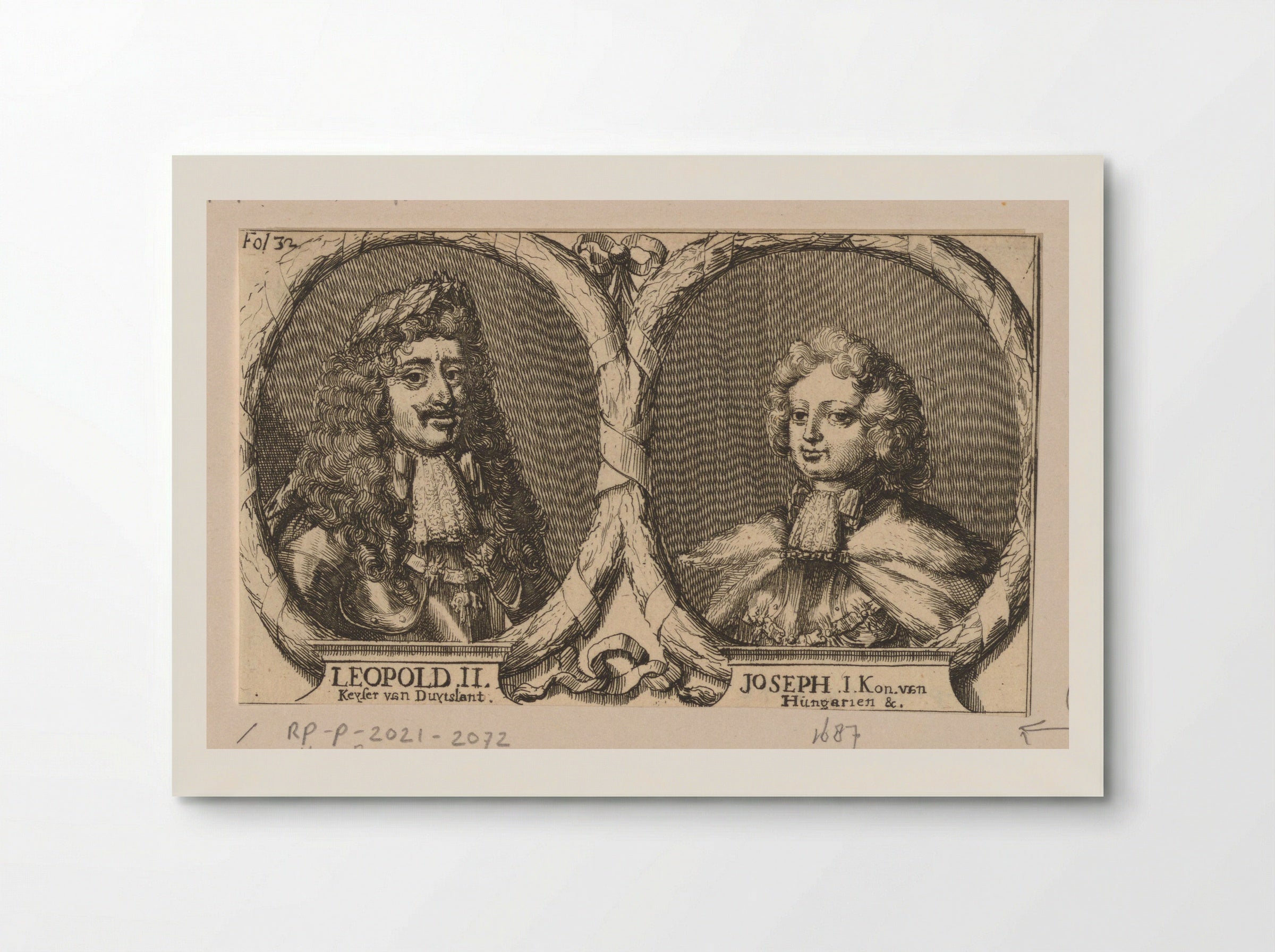 Double Portrait of Emperor Leopold I and Joseph I as King of Hungary - Romeyn de Hooghe - Poster