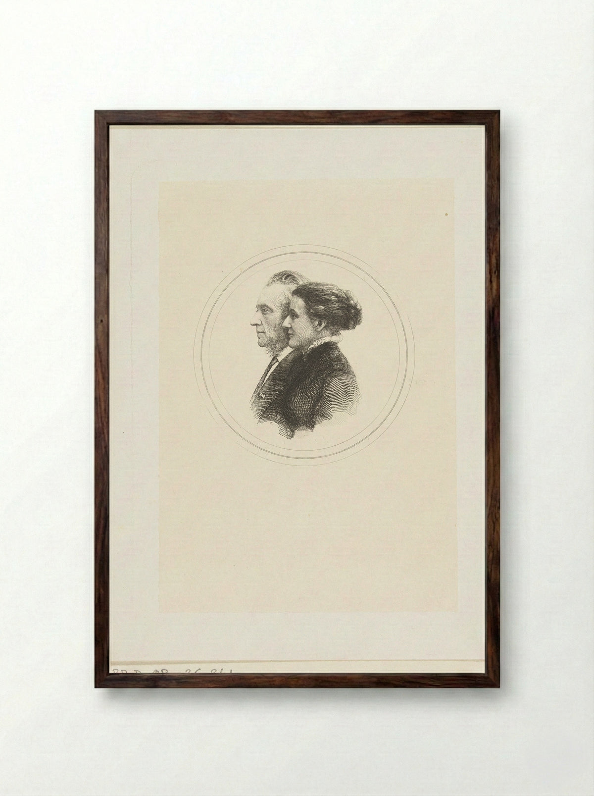 Double Portrait of Josephus Albertus Alberdingk Thijm and his Daughter - Petrus Johannes Arendzen - Framed Print Dark Wood
