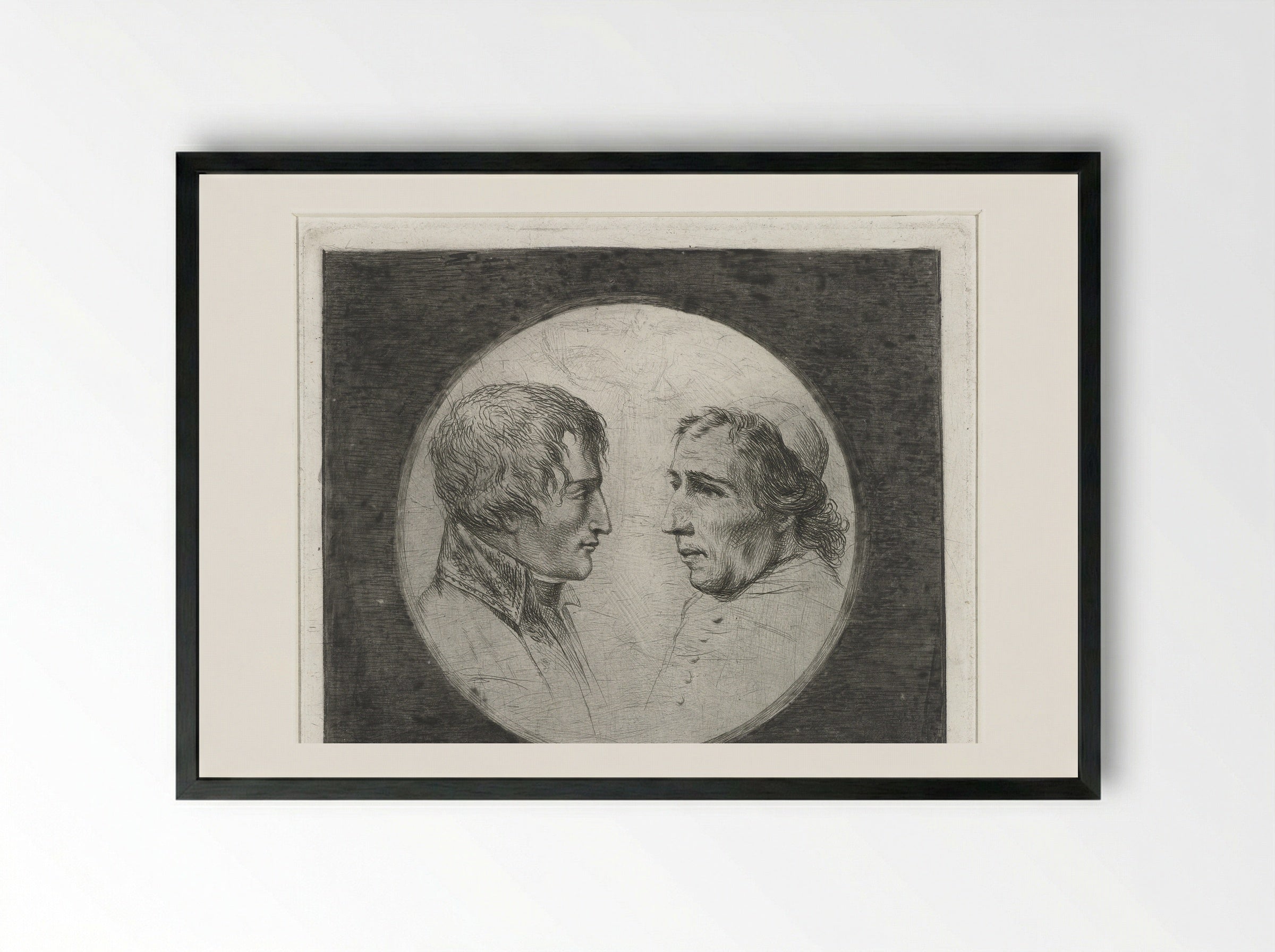 Double Portrait of Napoleon Bonaparte and Pope Pius VII - Louis Bernard Coclers - Framed Print Black