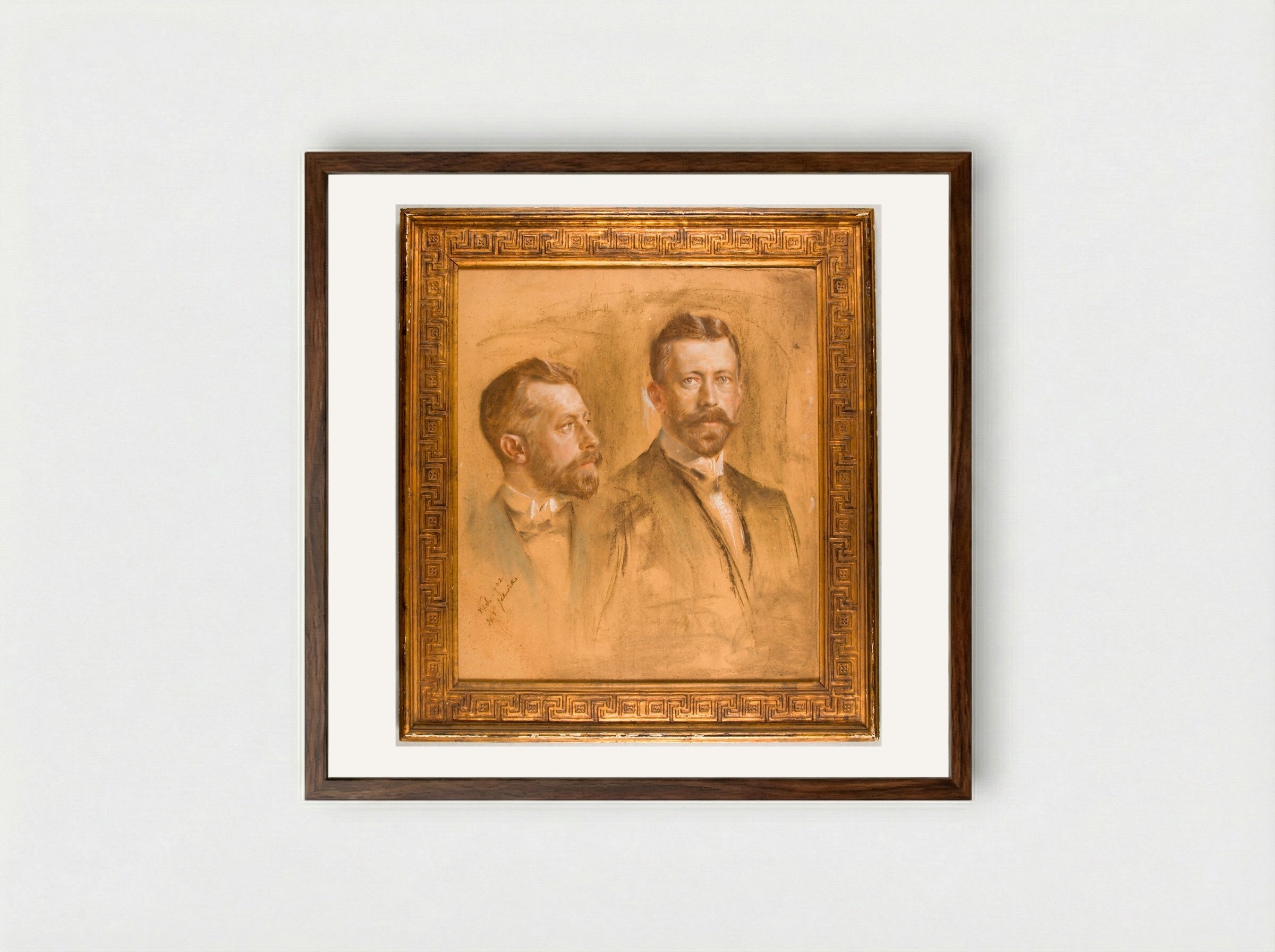 Double Portrait of Prince Heinrich of Prussia - William Valentine Schevill - Framed Print Dark Wood